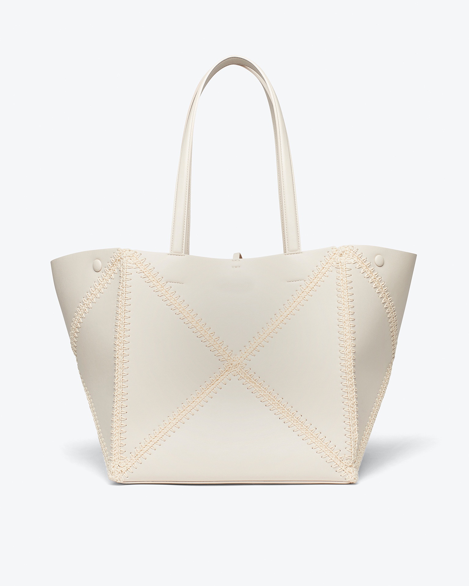 THE ORIGAMI TOTE - Patent alt-leather crochet tote - Off-white/creme - 7