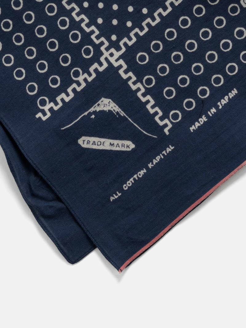 Kapital Fastcolor Selvedge Bandanna (Mirrored Fuji PROFILE RAINBOWY) Navy outlook