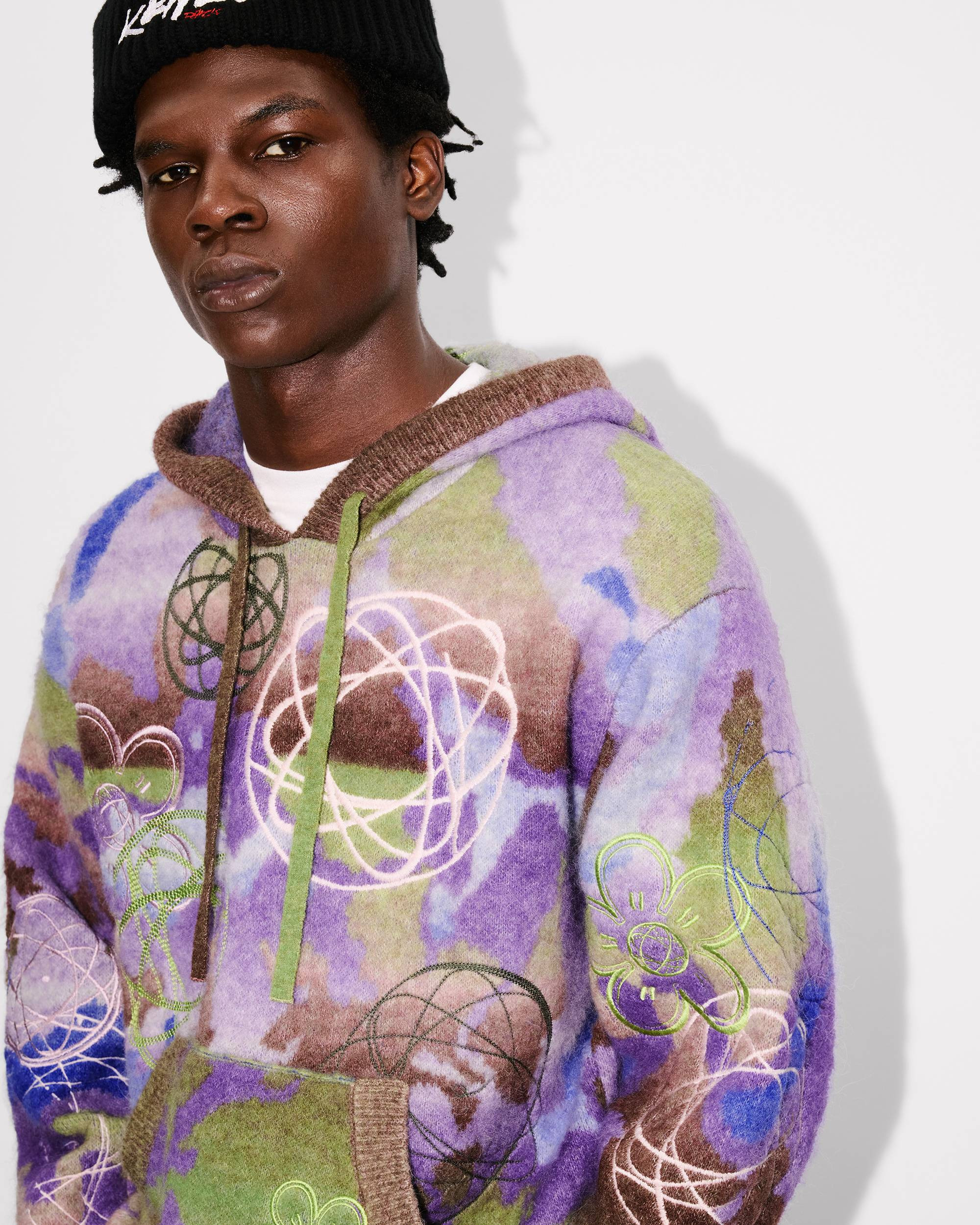 'Kenzo x Futura 2000' knitted hoodie in mixed wool - 6
