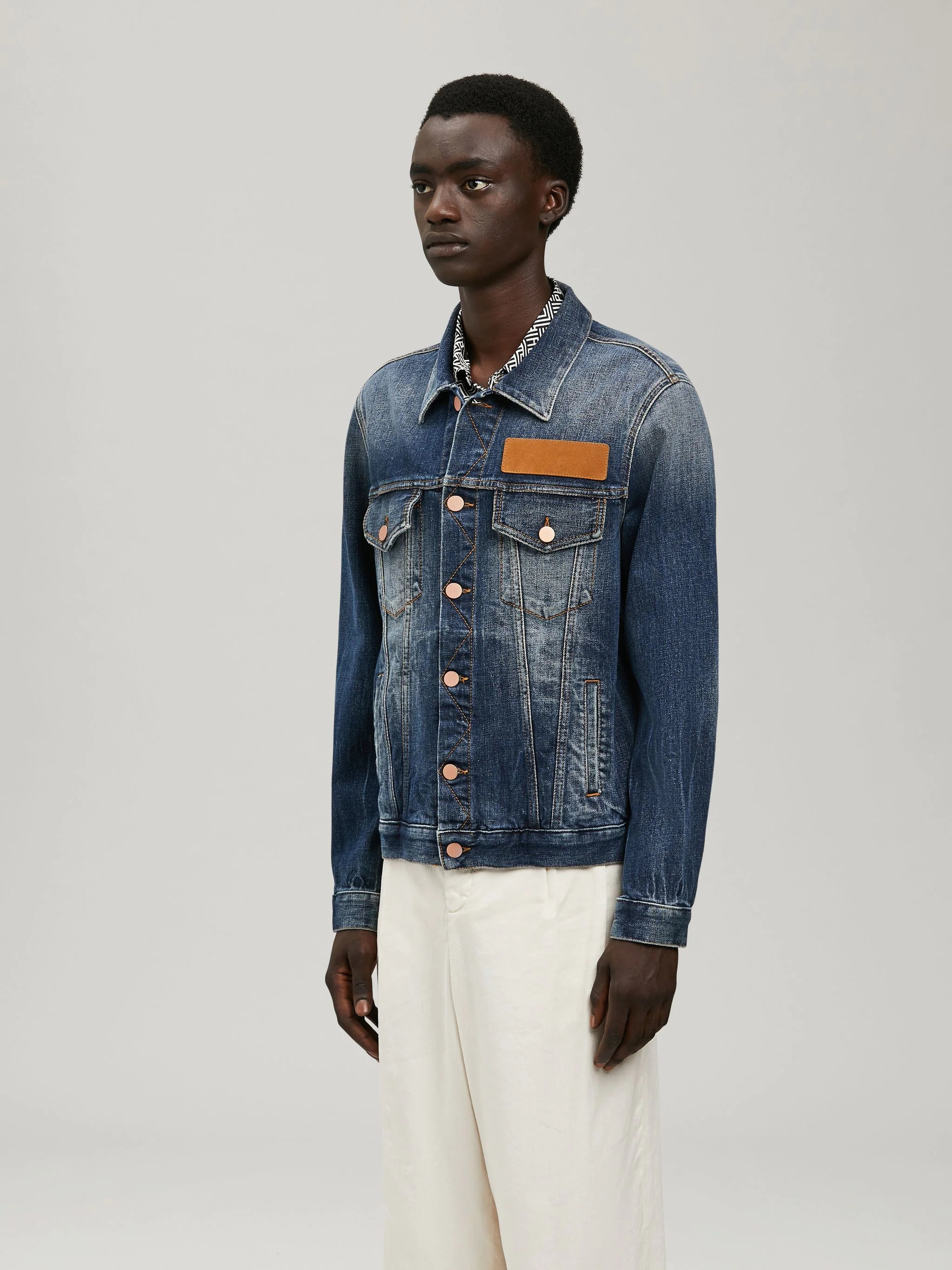 palm logo denim jacket - 4