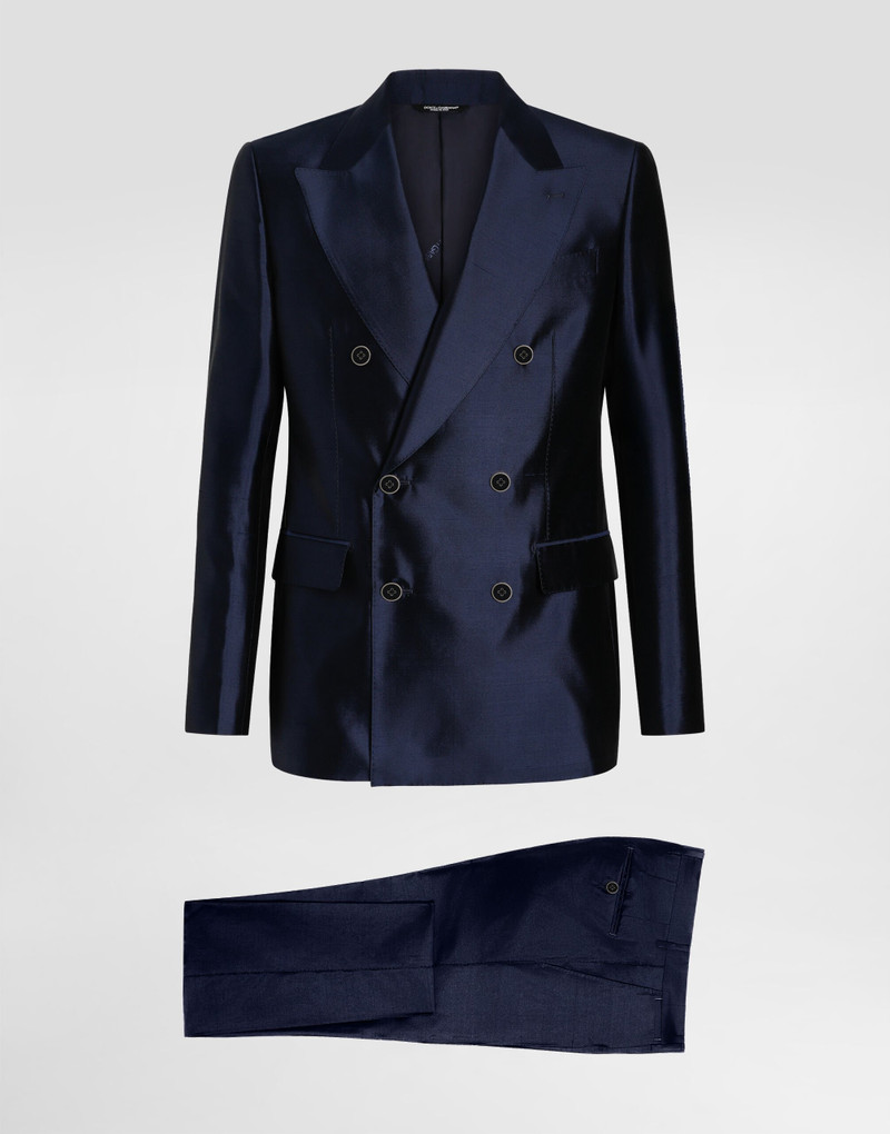 Shantung and mikado silk double-breasted suit 1