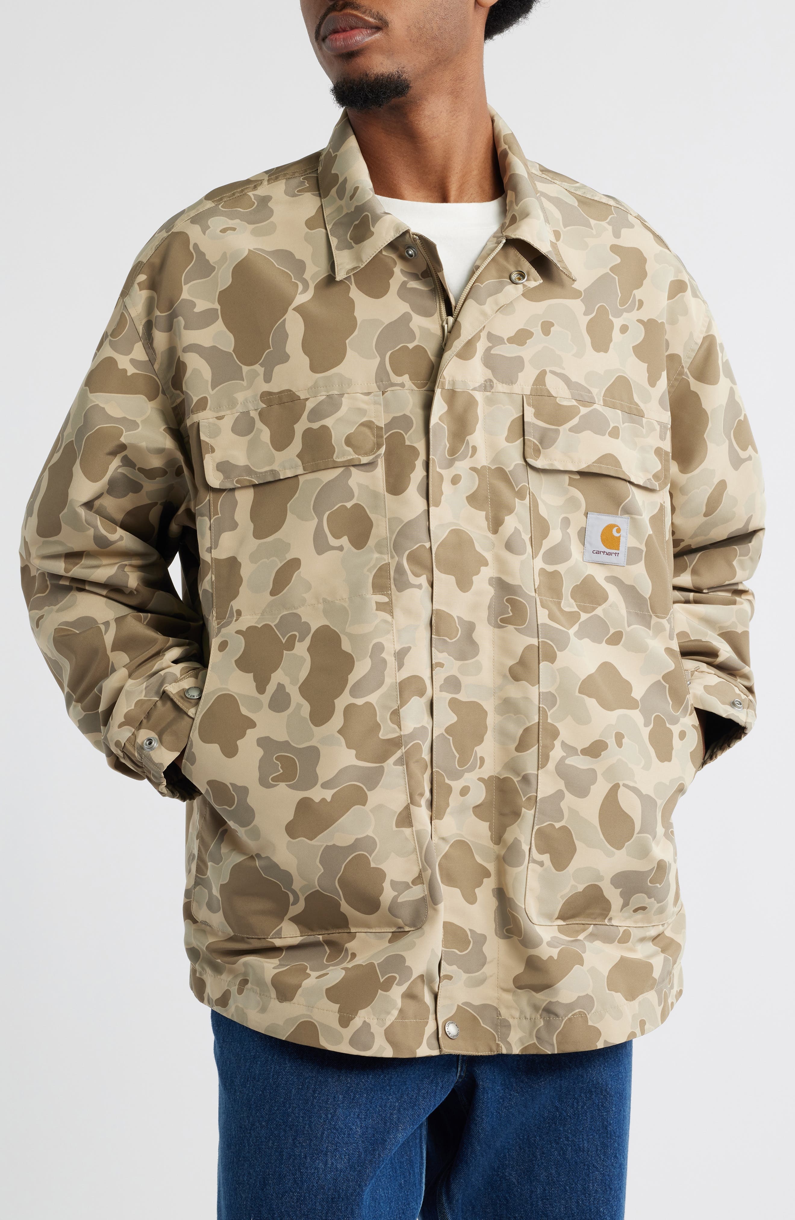 Carhartt Work In Progress Liam Camo Poplin Jacket in Camo Duck Desert at Nordstrom - 4