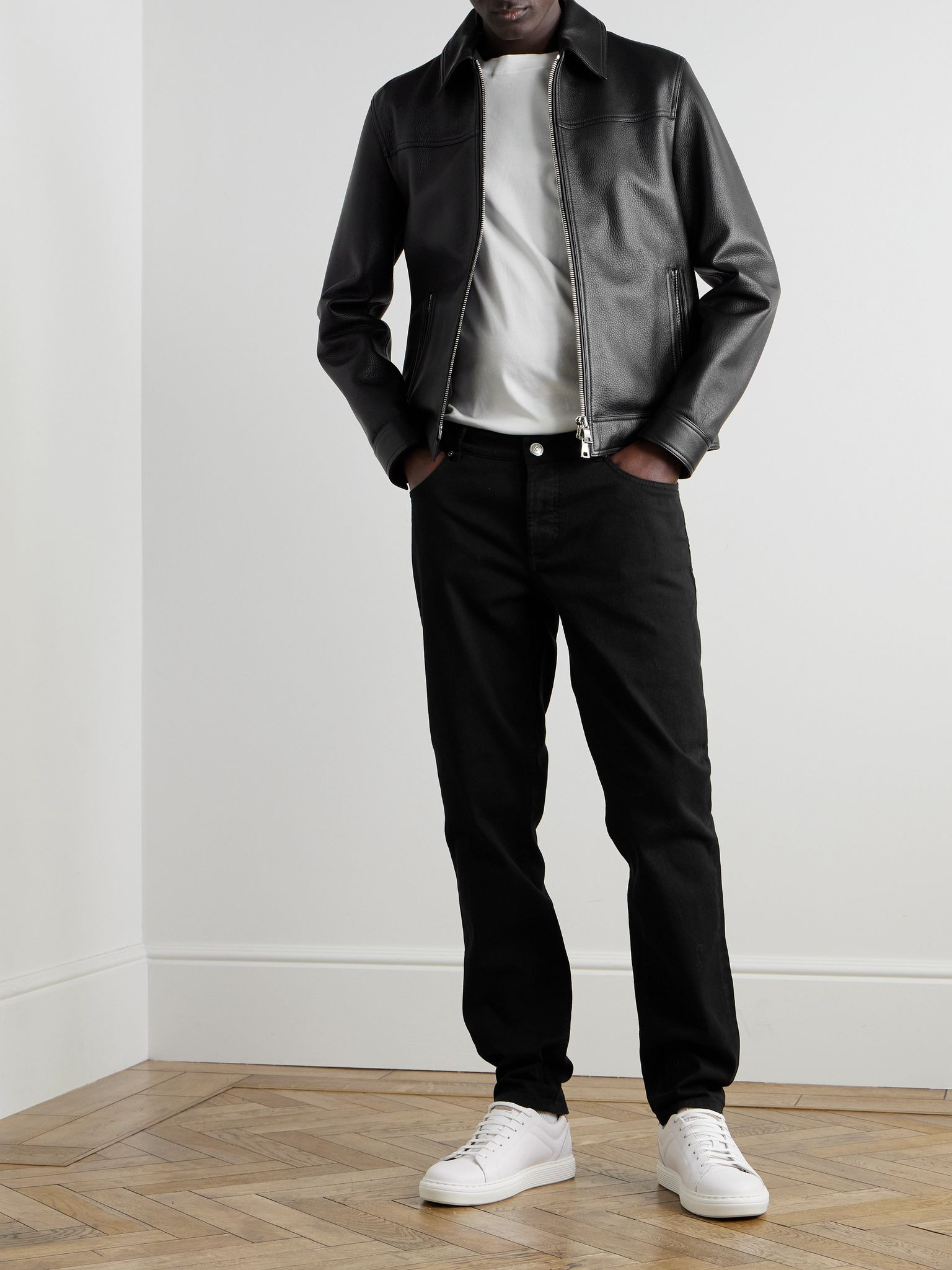 Slim-Fit Straight-Leg Logo-Embroidered Jeans Black - 2