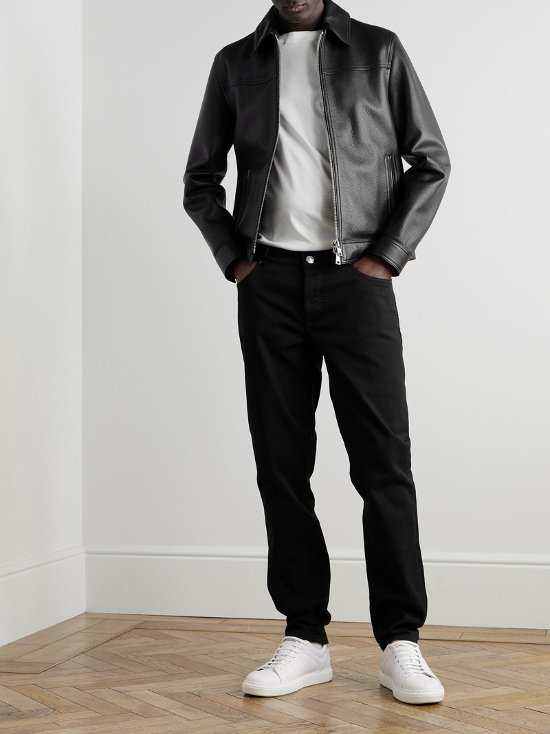 Brunello Cucinelli Slim-Fit Straight-Leg Logo-Embroidered Jeans Black outlook