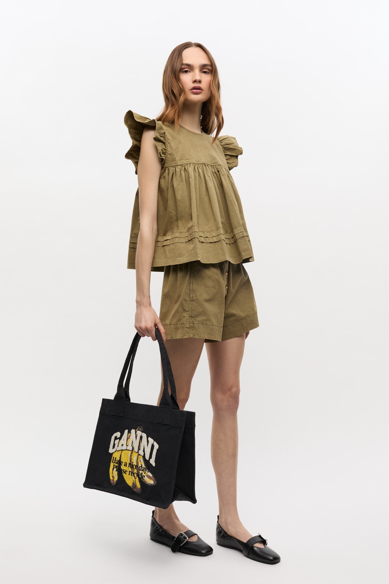 BLACK LARGE BANANA PRINT TOTE - 3