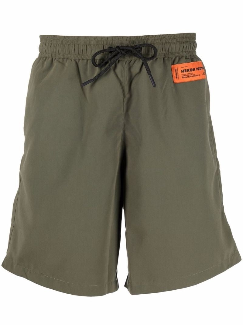 drawstring-waist logo-patch shorts - 2