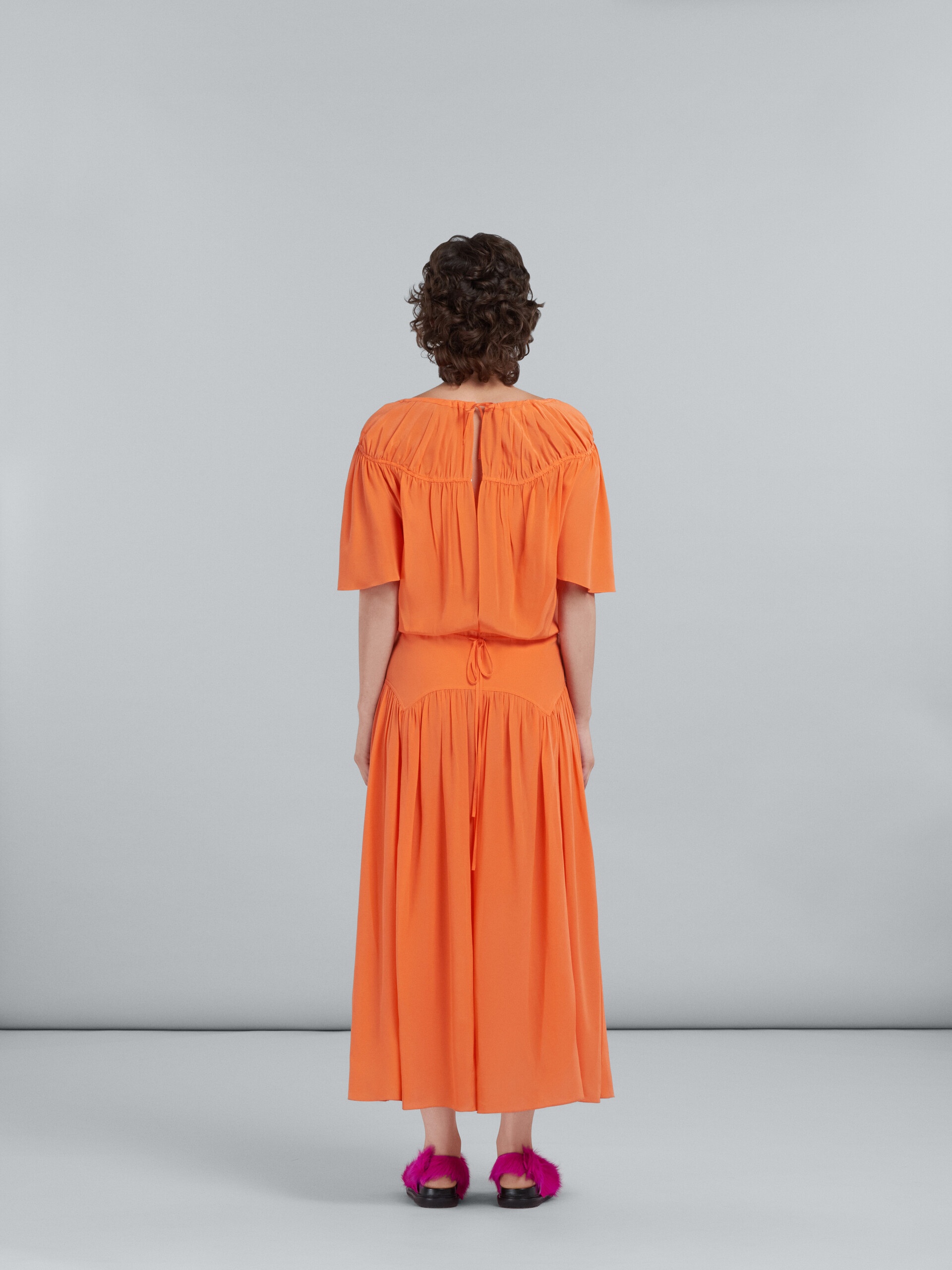 LONG DRESS IN ORANGE SILK - 3