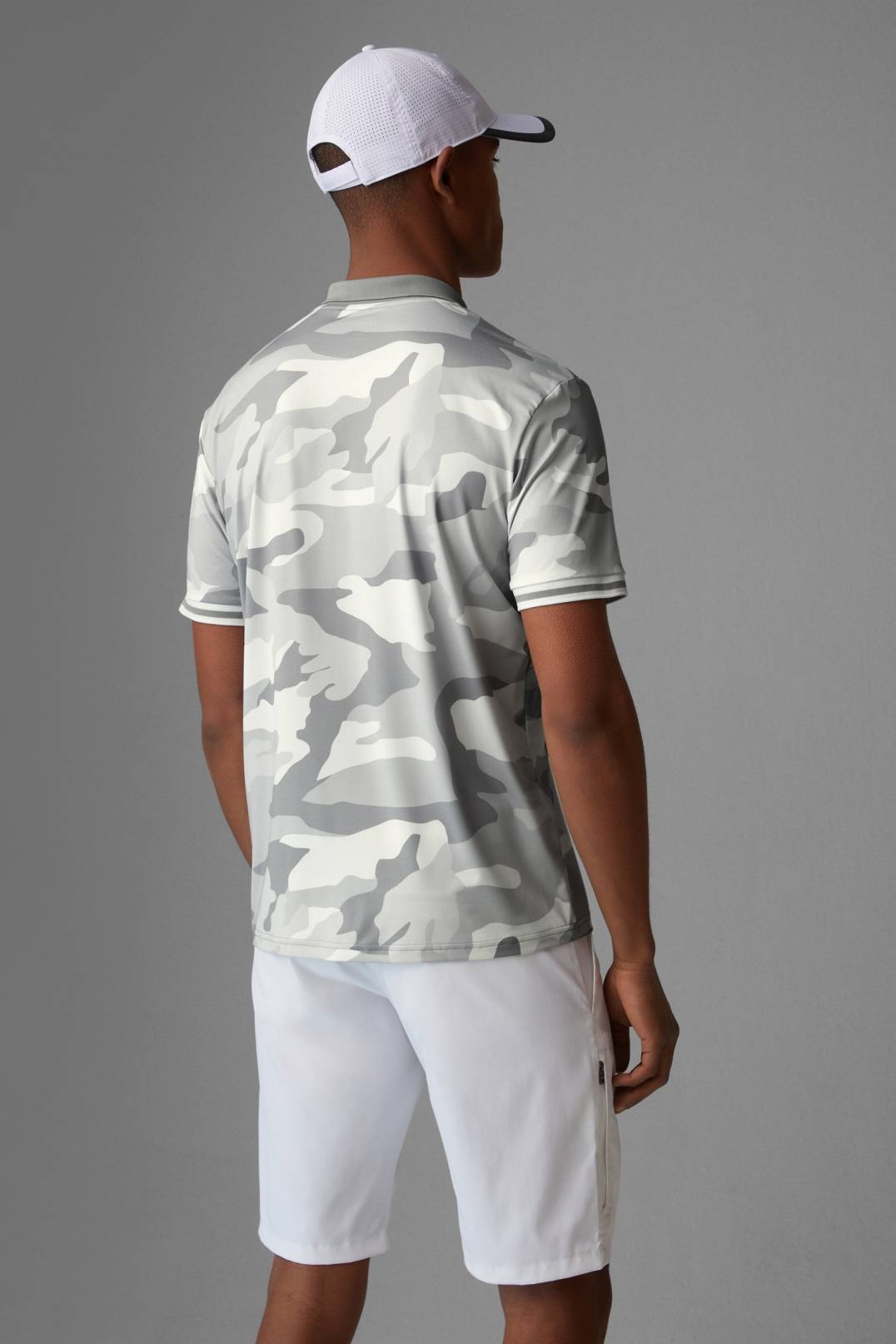 TIZIO FUNCTIONAL POLO SHIRT IN LIGHT GRAY/OFF-WHITE - 3