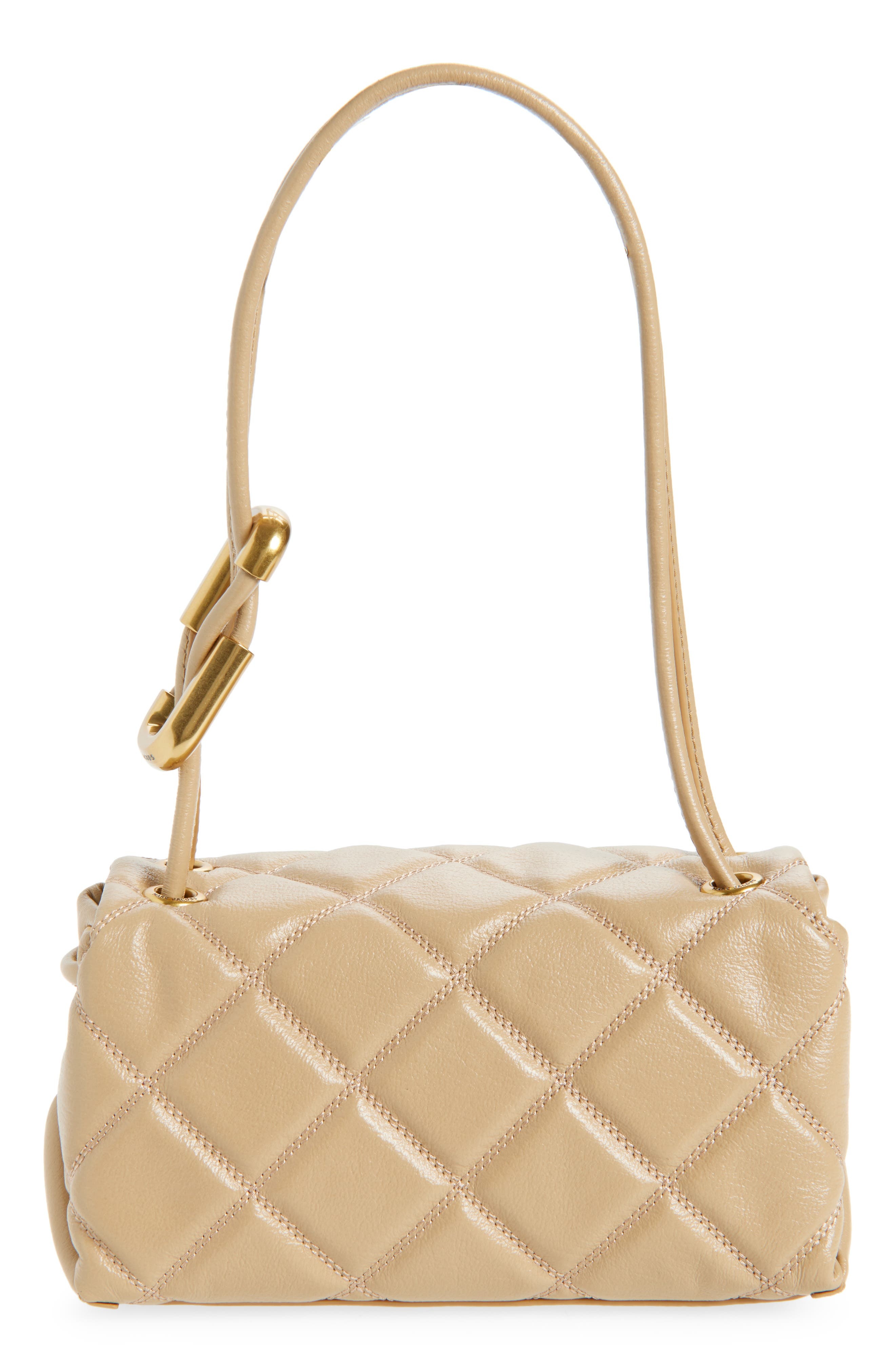 Marc Jacobs The Mini Dual Chain Diamond Quilted Leather Shoulder Bag in Camel at Nordstrom - 3