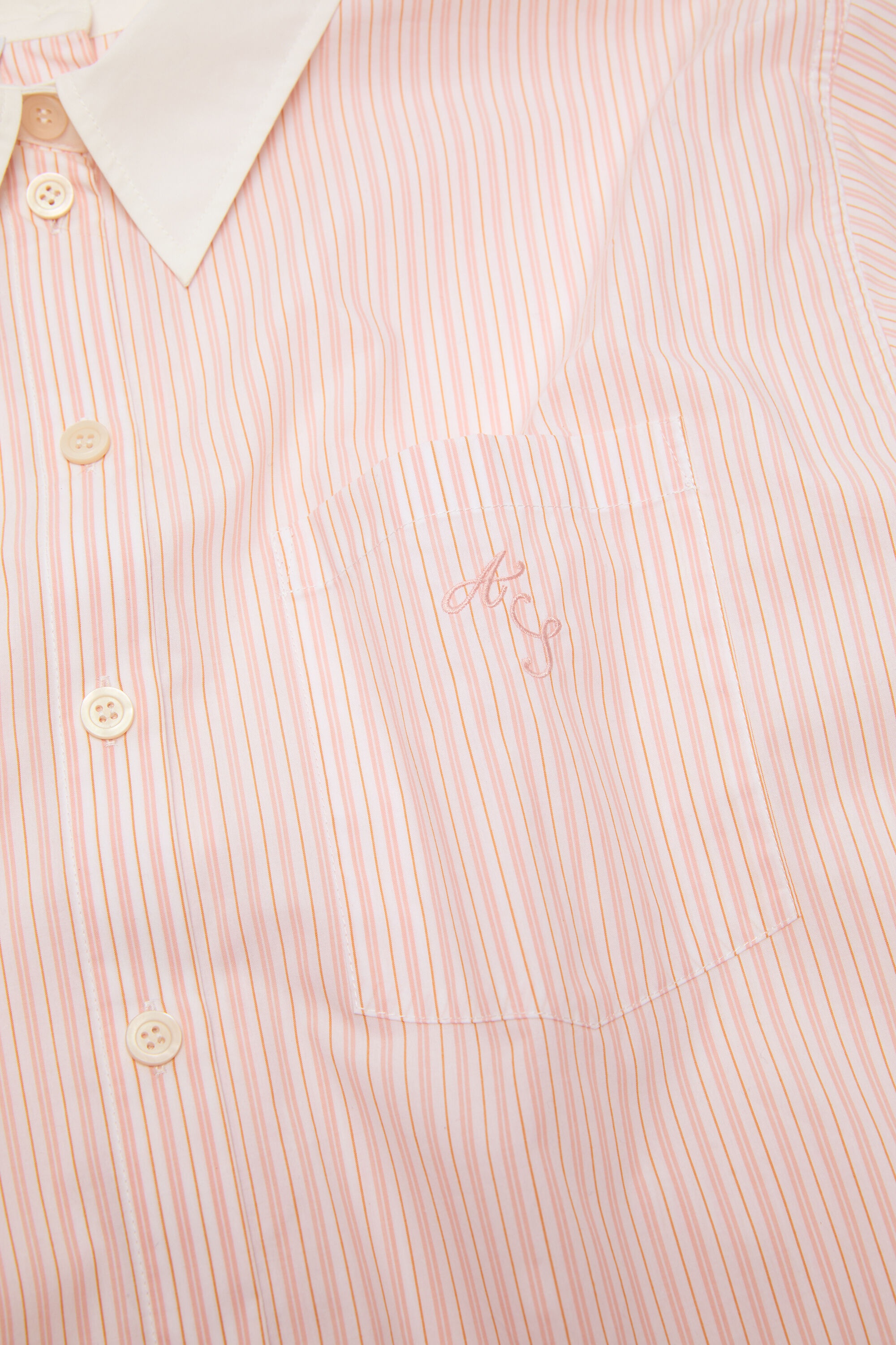 Stripe button-up shirt - Salmon pink/white - 5