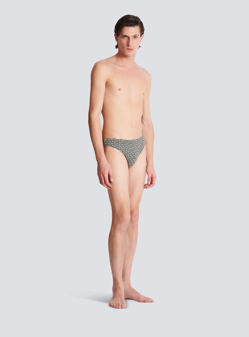Balmain Printed PB Labyrinth swimming trunks outlook