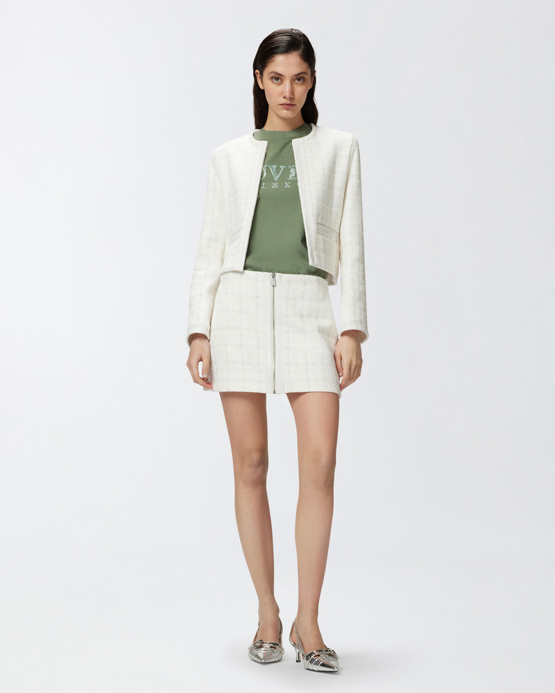 SMALL OPEN JACKET IN TWEED AND FAUX LEATHER 3