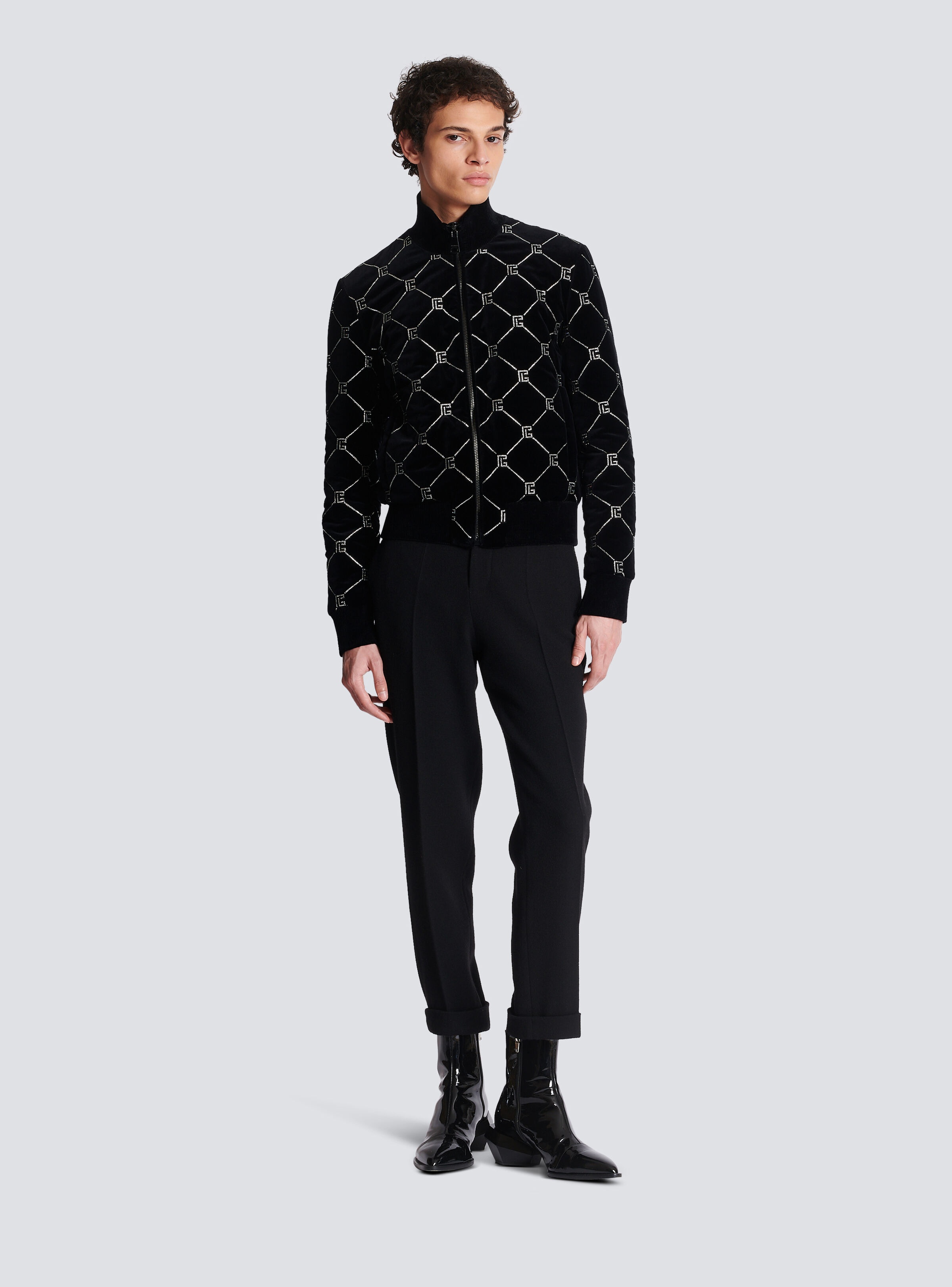 Quilted rhinestone bomber jacket - 2