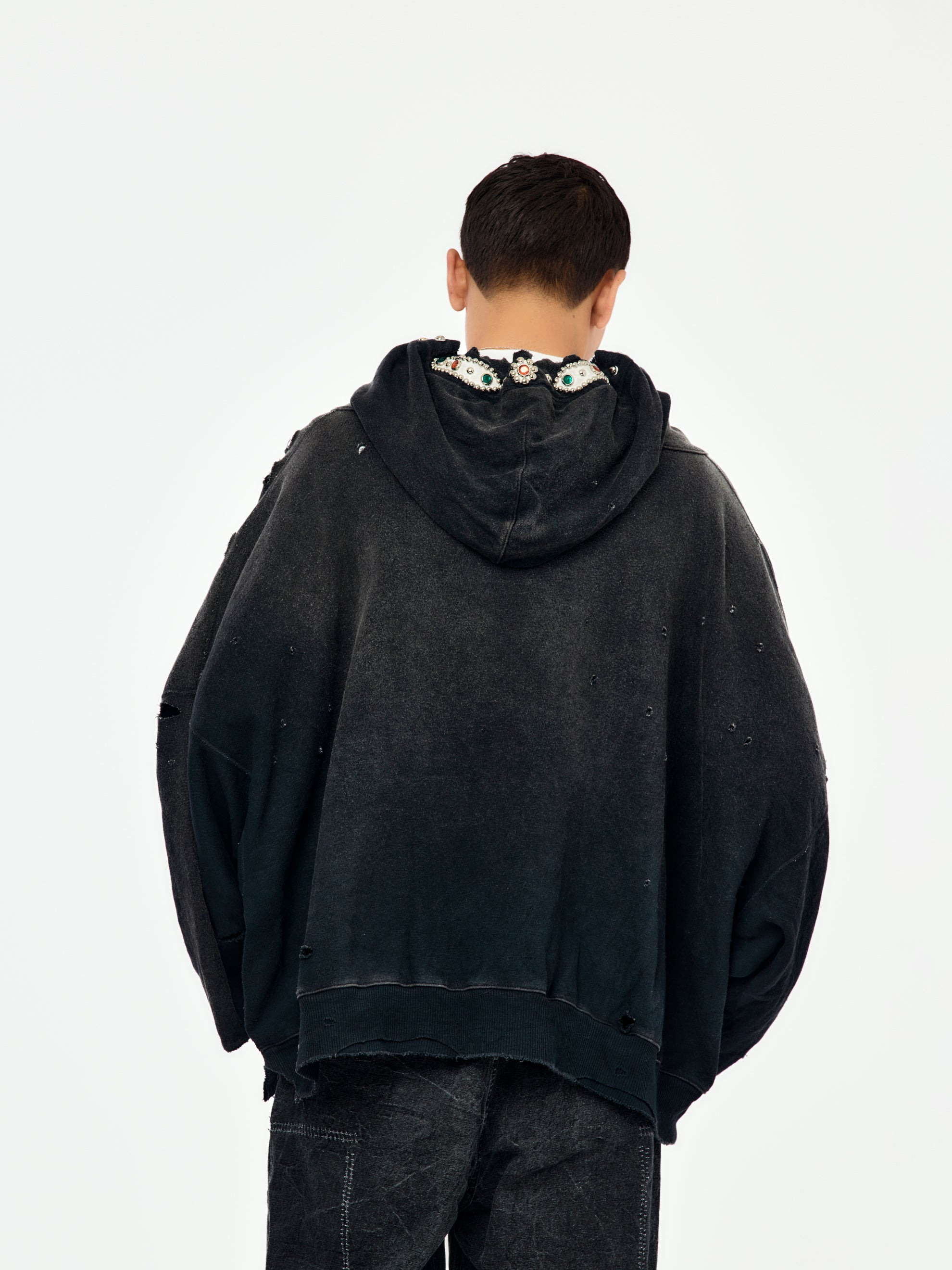 THRILLER DAMAGE DEVIL HOODIE BLOUSON SWT KNIT (STUDS REMAKE/BLACK) - 2