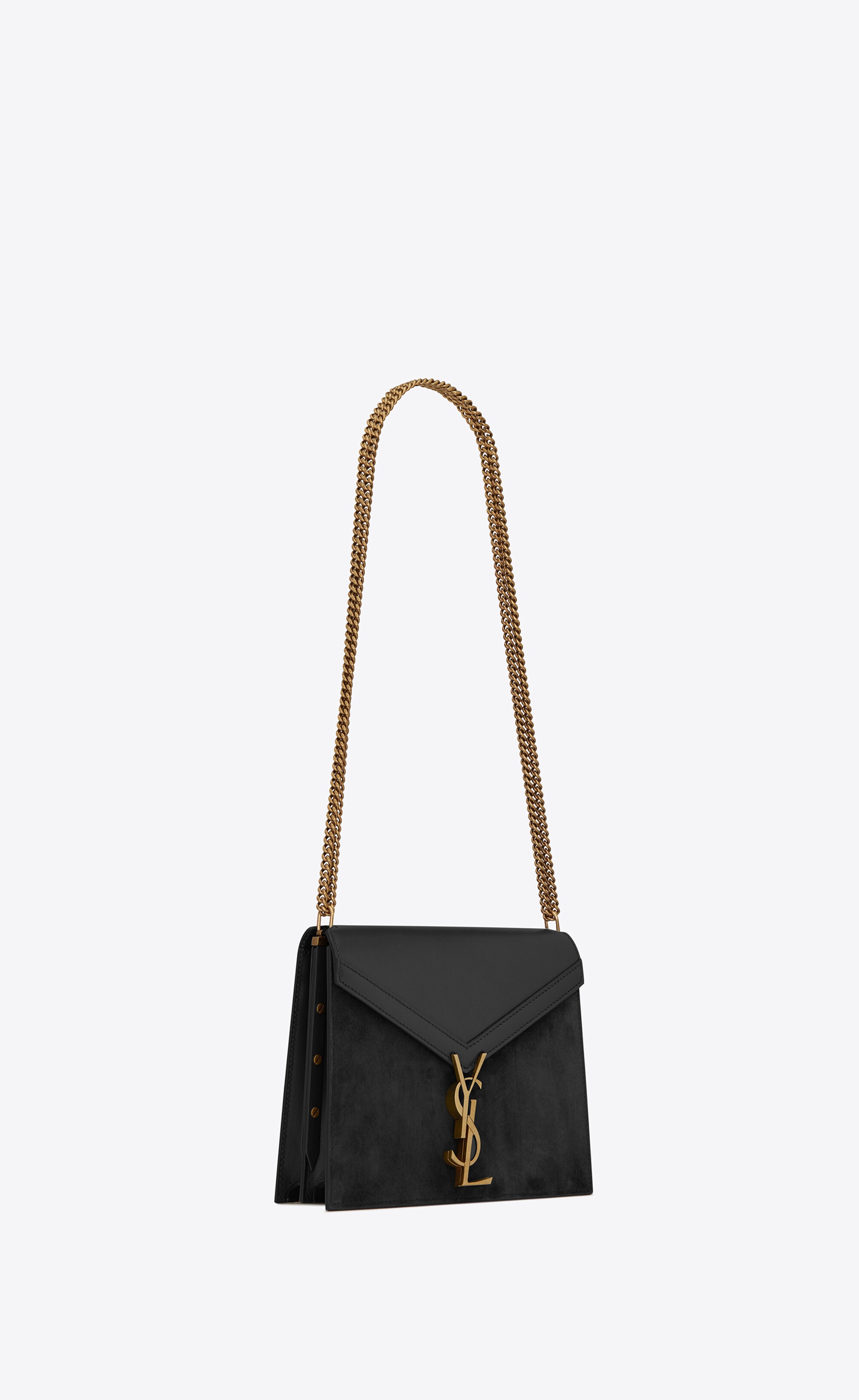 cassandra medium chain bag in box saint laurent leather and suede - 8