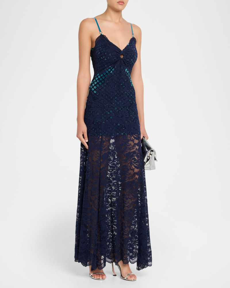 Long Lace V-Neck Sleeveless Dress 4