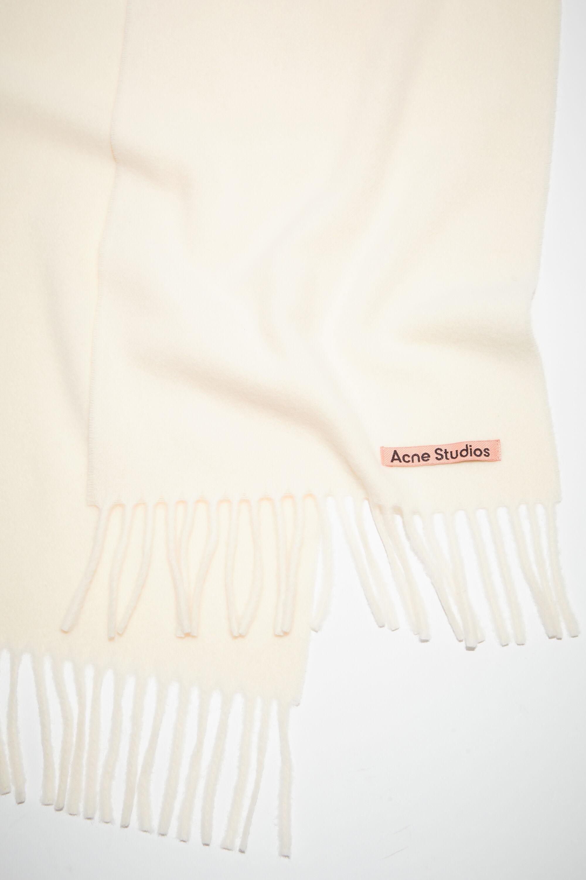 Fringe wool scarf - skinny - Warm white - 4