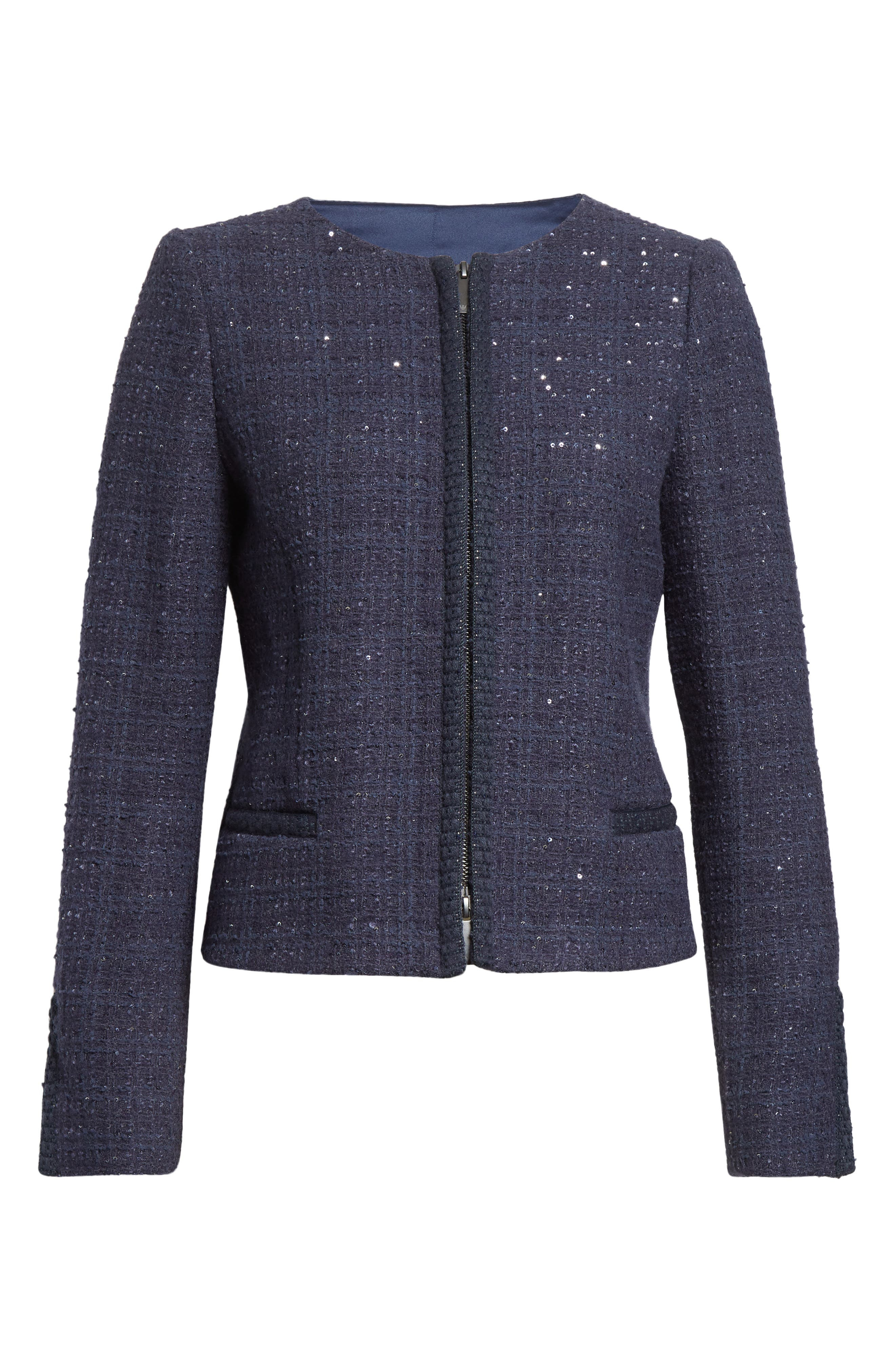 Emporio Armani Tweed Metallic Zip-Up Jacket in Purple at Nordstrom - 7
