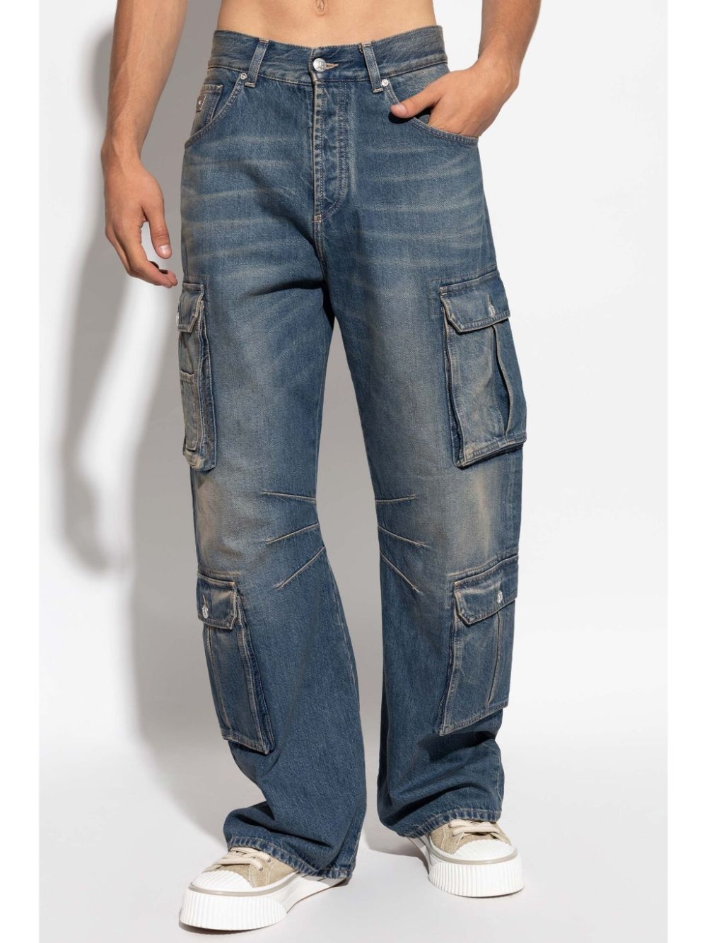wide-leg cargo jeans - 3