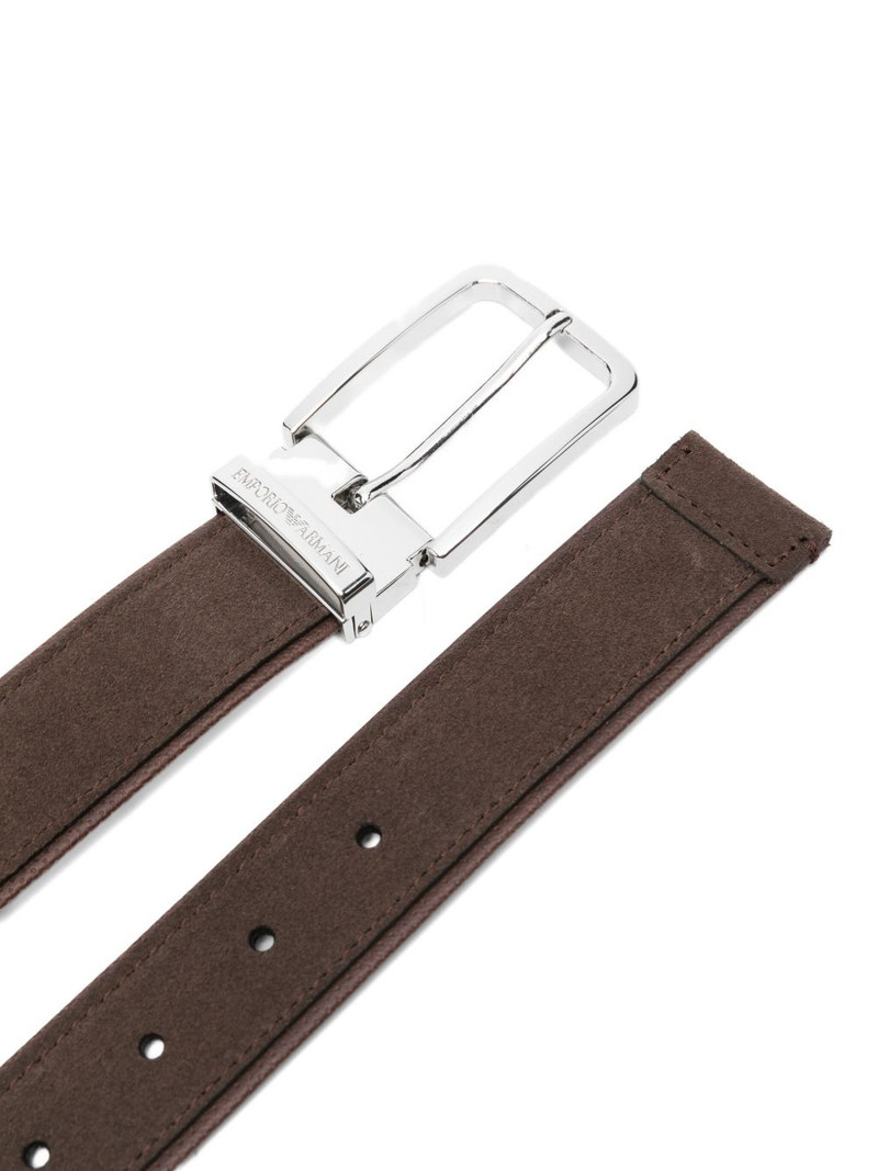 EMPORIO ARMANI rectangle-buckle suede-leather belt outlook