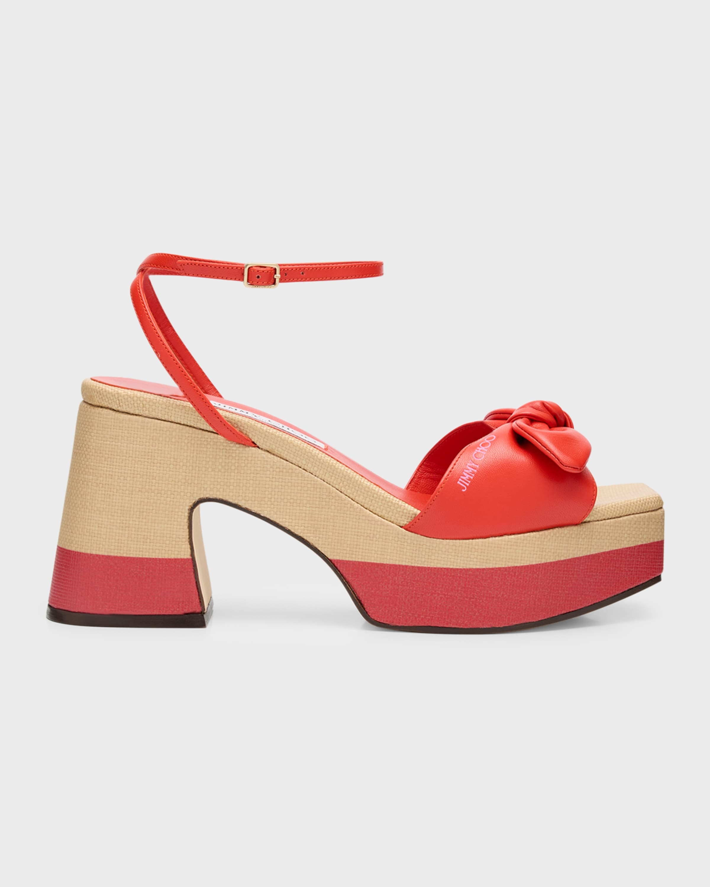 Ricia Knotted Bow Platform Sandals - 1