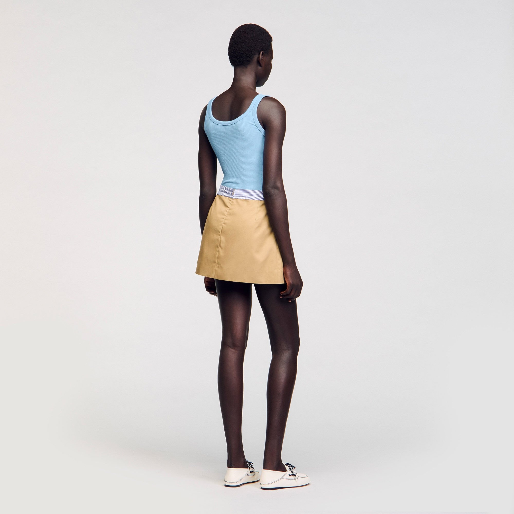 MINI DUAL-MATERIAL SKIRT - 5