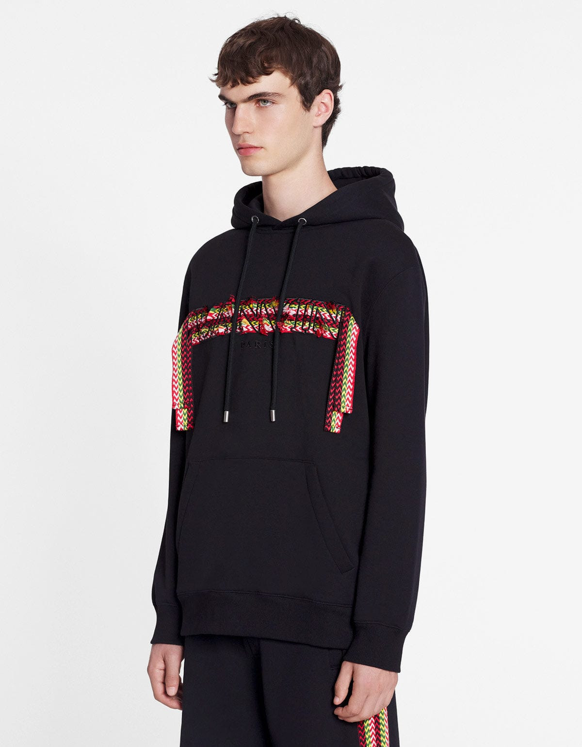 Lanvin Black Curb Logo Embroidered Oversized Hoodie - 3
