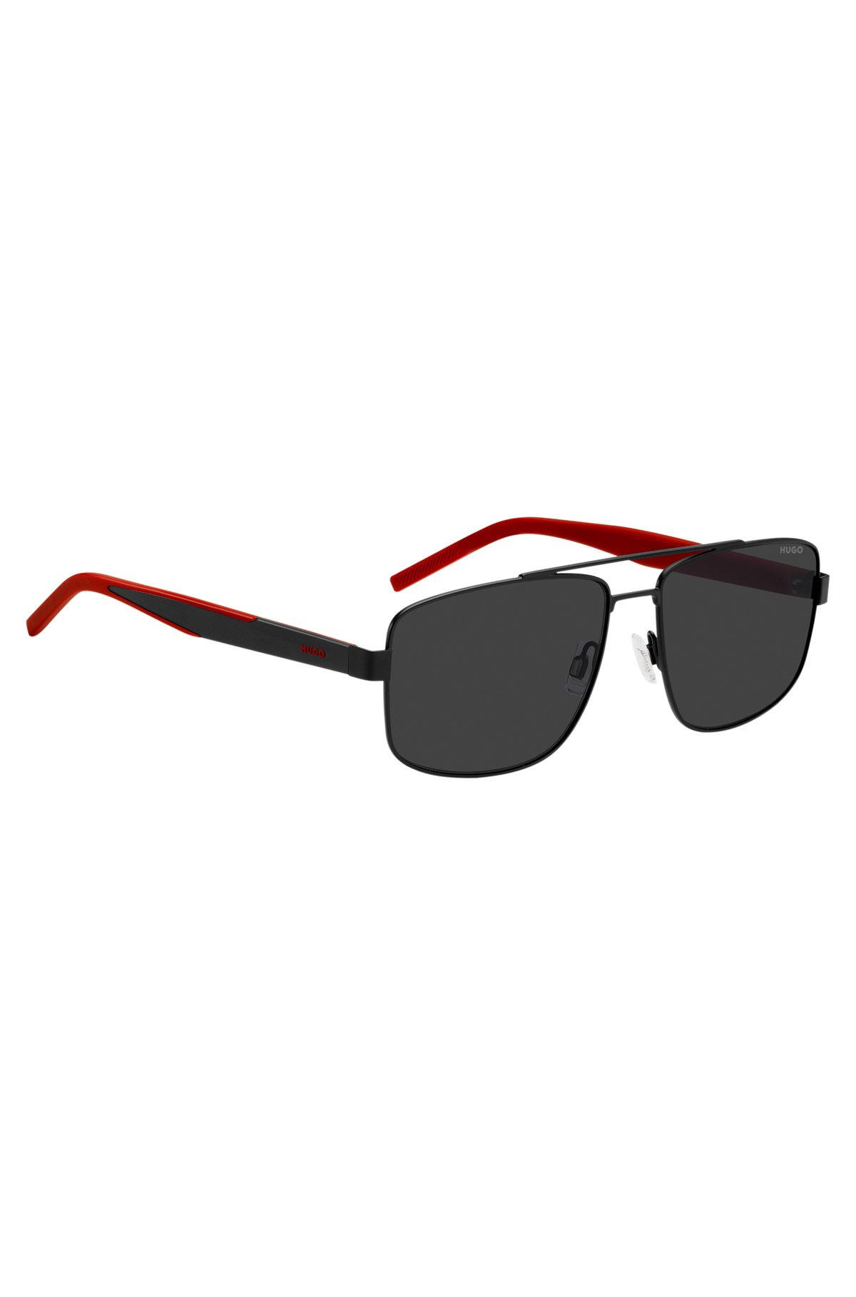 DOUBLE-BRIDGE SUNGLASSES IN BLACK ACETATE AND TITANIUM - 4