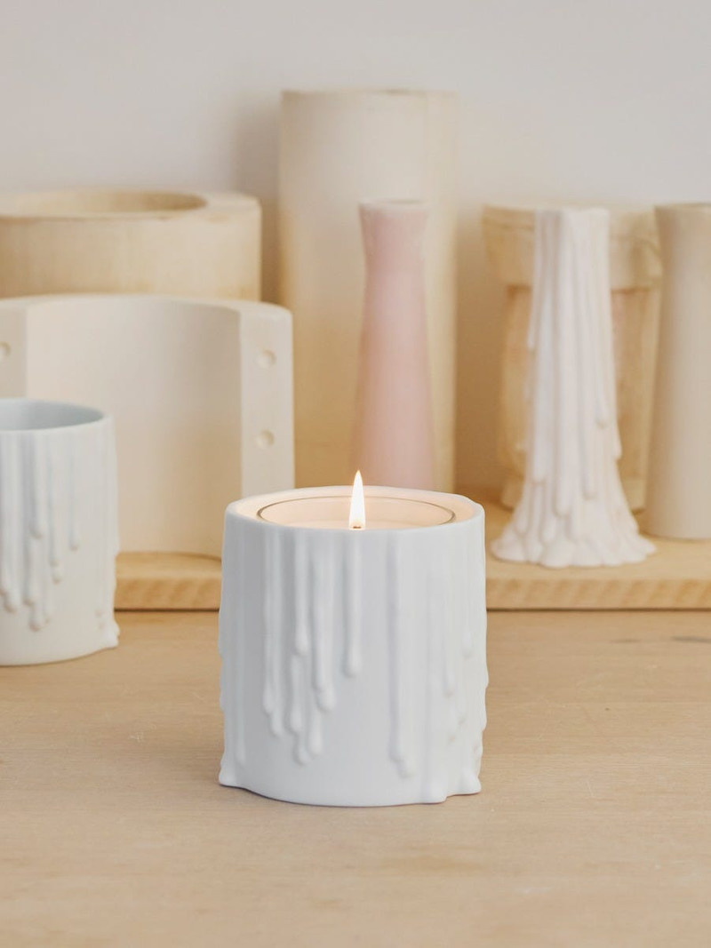 White Melted Wax Candle Holder - For classic candles 3