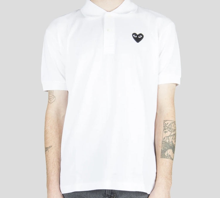 COMME des GARCONS PLAY Polo Black Emblem 'White' AZ-T066-051-2 - 3