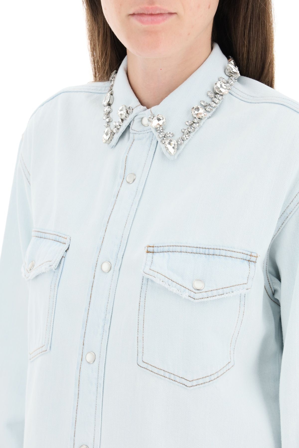 DENIM SHIRT WITH CRYSTALS - 5