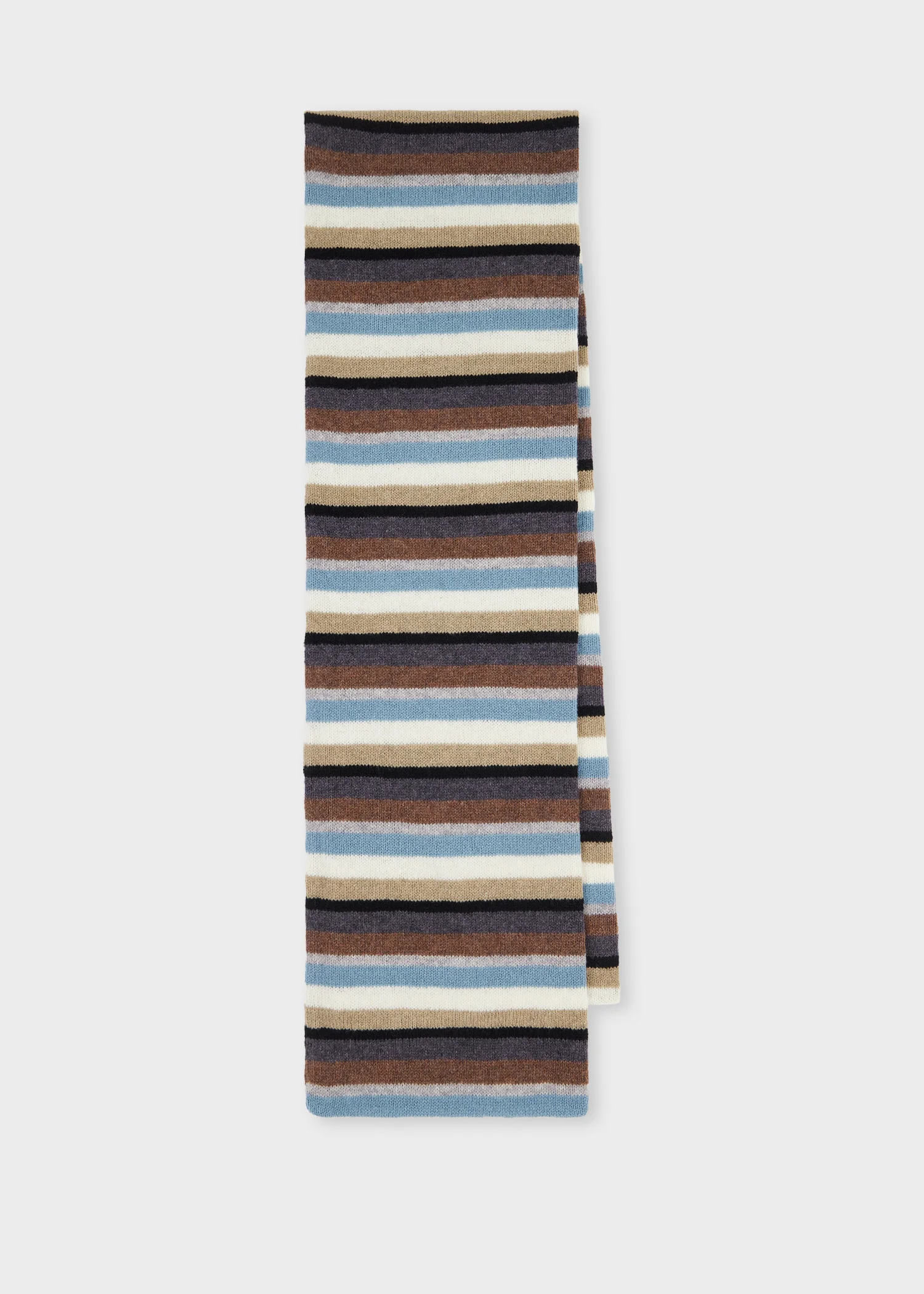 Black Colour Block Stripe Lambswool Scarf - 1