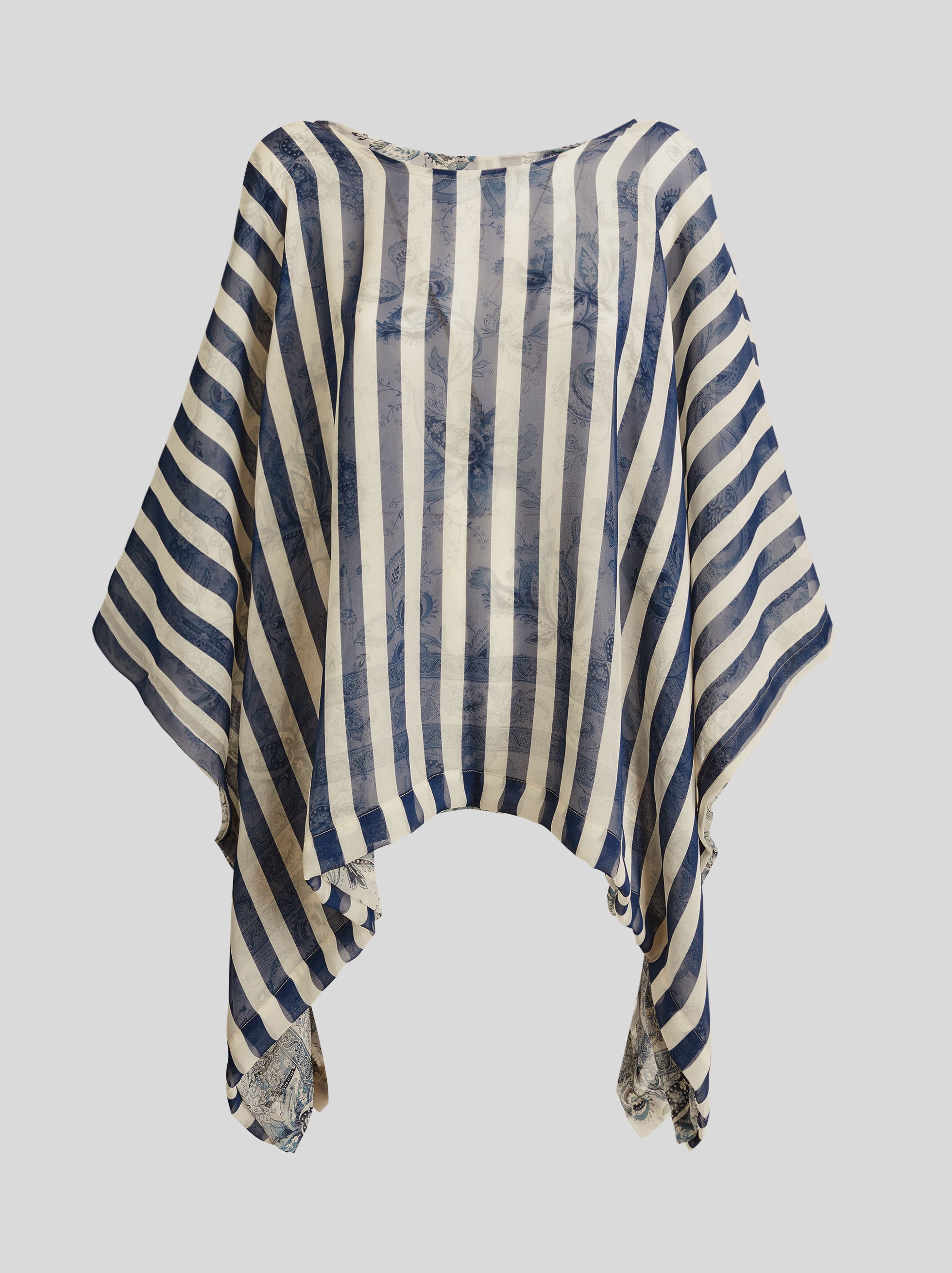 DOUBLE-SIDED SILK CHIFFON PONCHO - 5