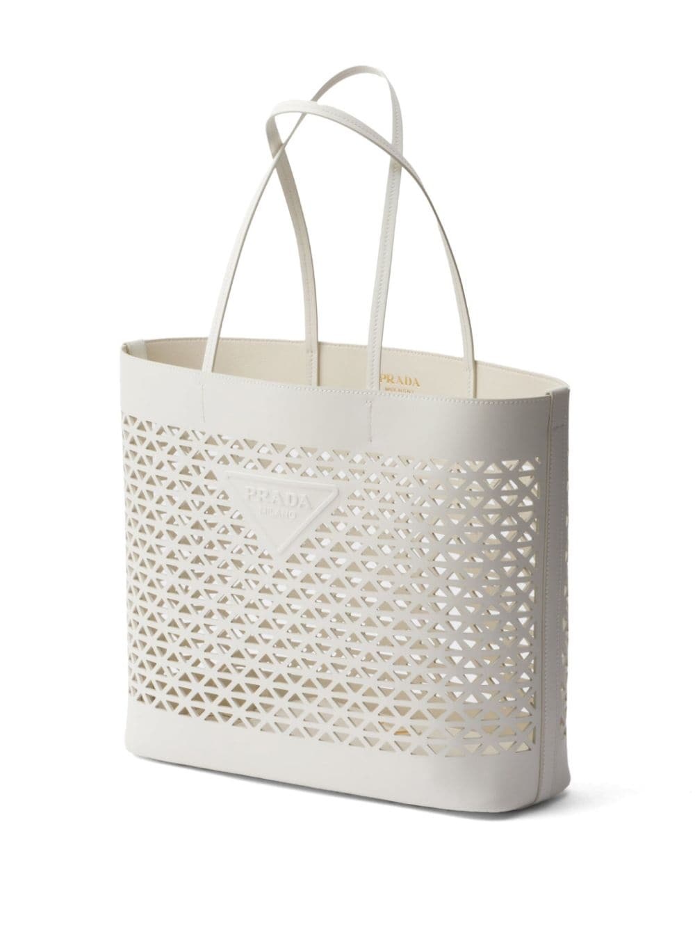 logo-perforated leather tote bag - 3