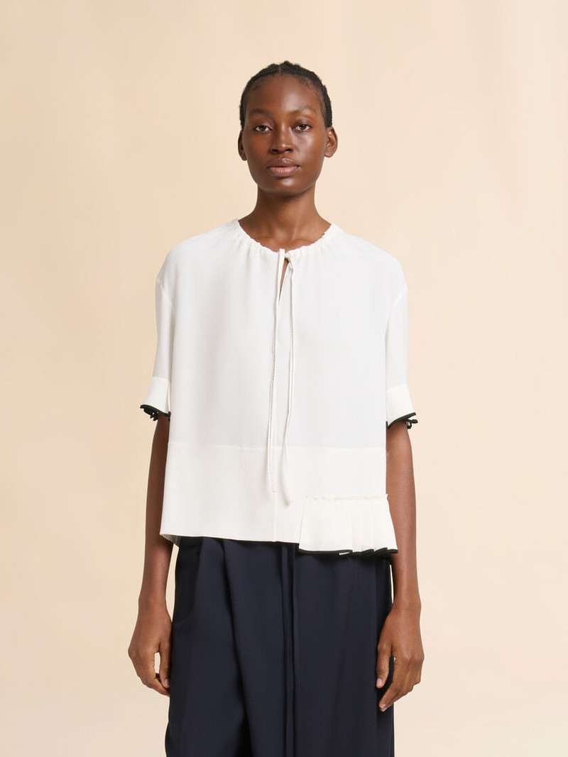 Marni WHITE MAROCAINE TOP WITH PLEATED DETAIL outlook