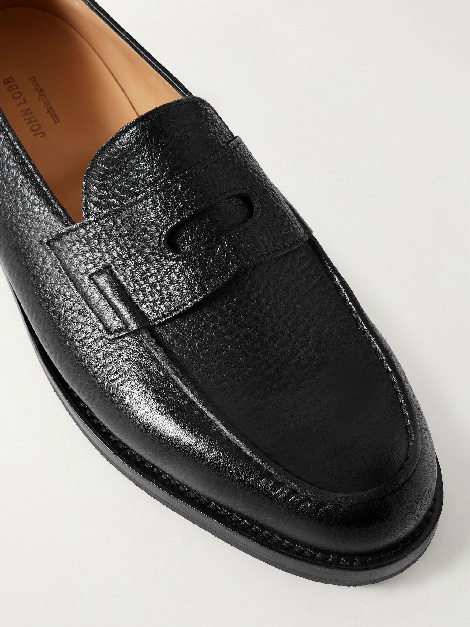 Lopez Full-Grain Leather Penny Loafers Black - 5