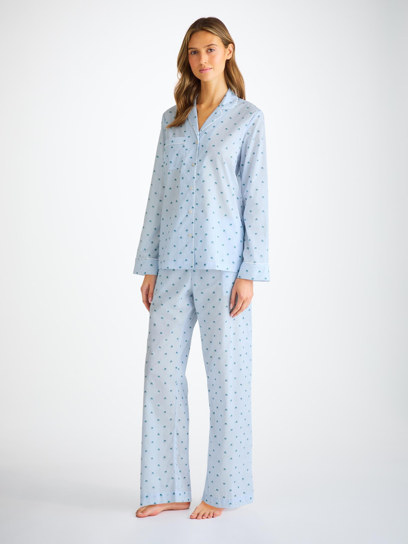 Women's Pajamas Cotton Batiste Blue Elephant Print 3