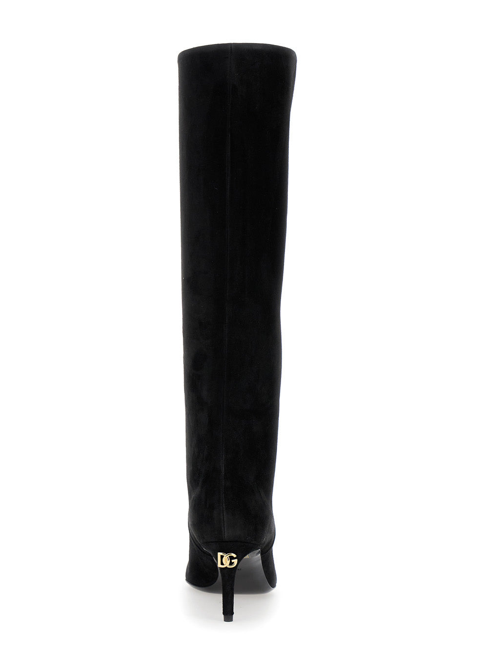 Dolce & Gabbana Women Black High Boots With Dg Logo In Suede Woman - 4