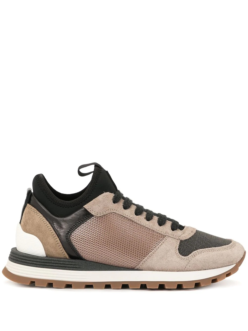 panelled leather sneakers - 1