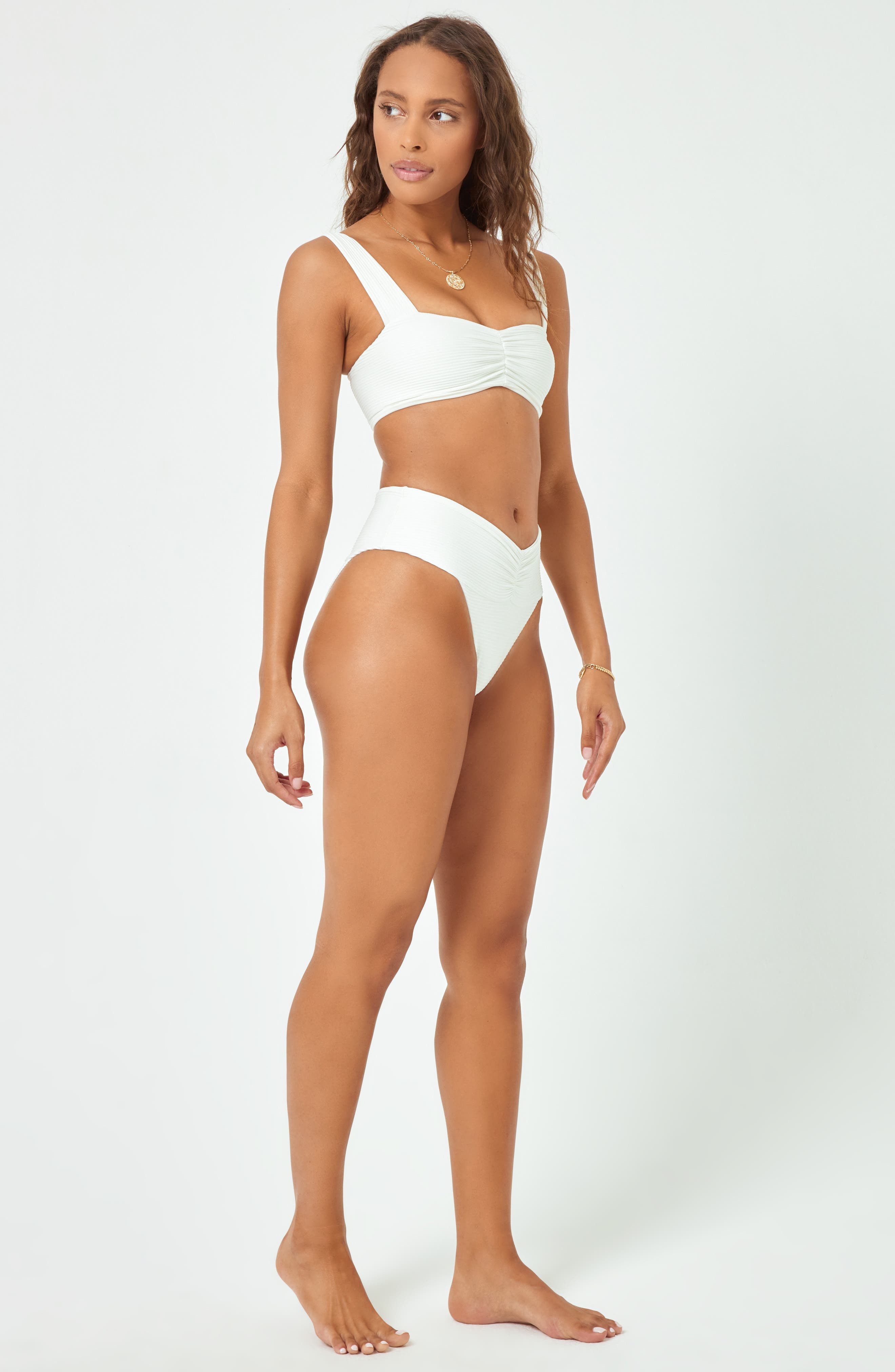 LSPACE Bardot Ribbed Bikini Bottoms in Cream at Nordstrom - 5