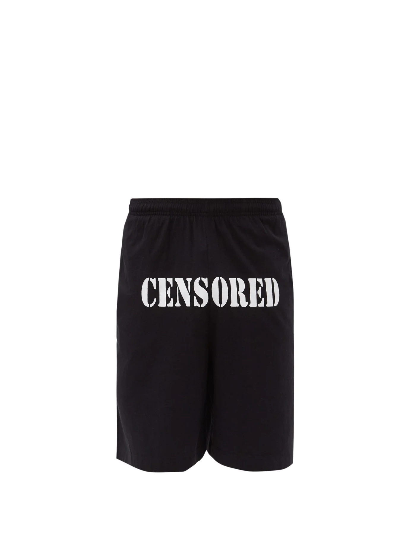 Censored-print cotton-jersey shorts - 1