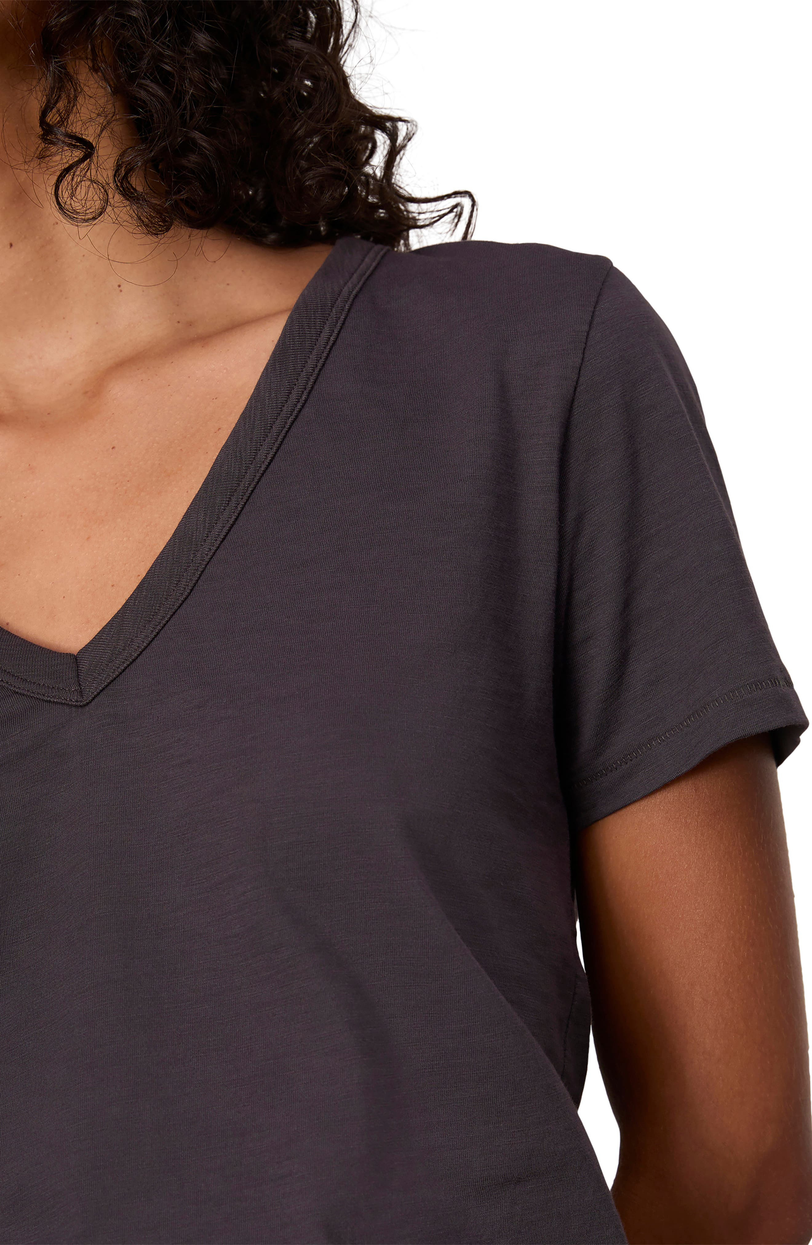 rag & bone The Slub V-Neck Organic Pima Cotton T-Shirt in Greystone at Nordstrom - 4