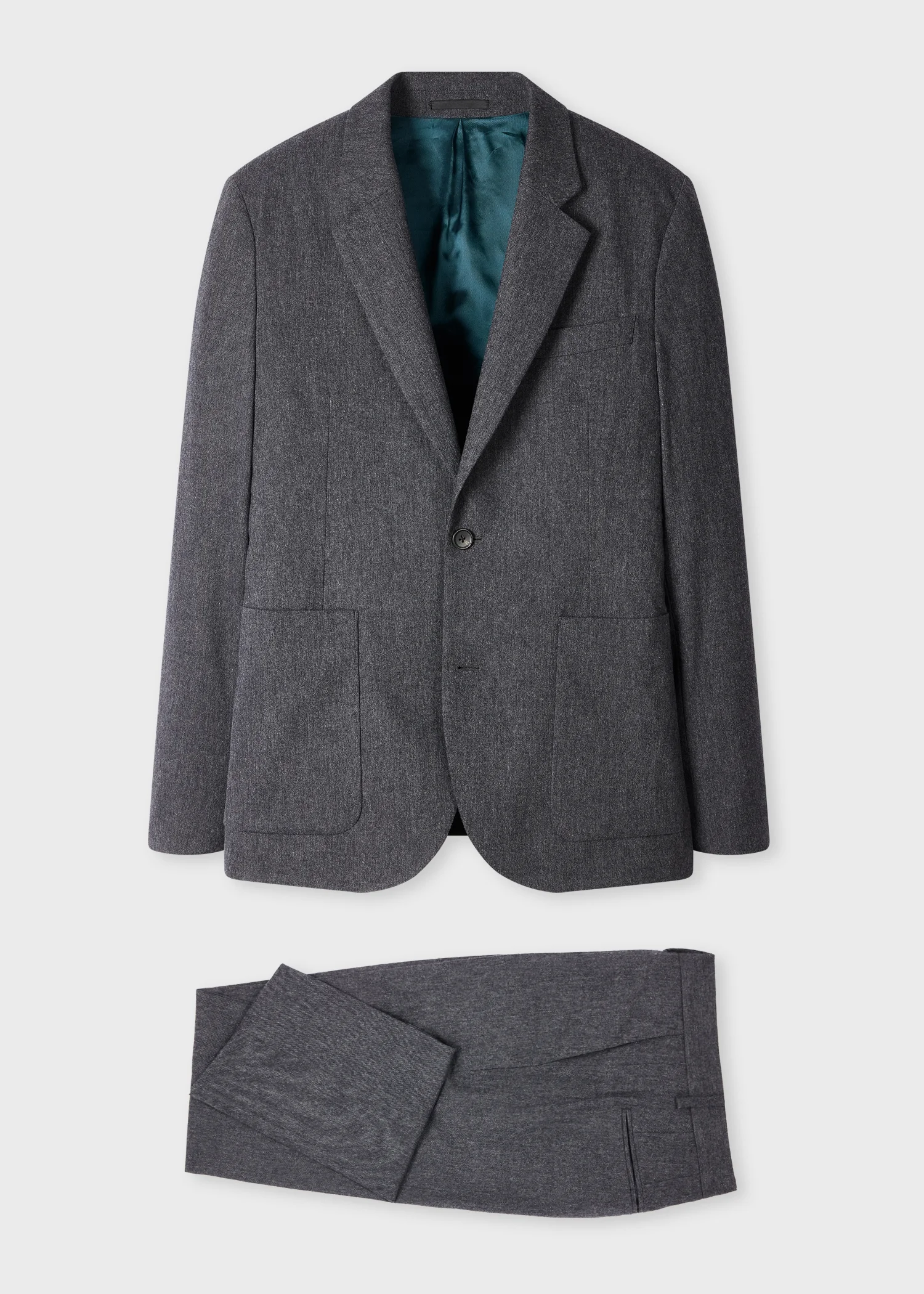 Navy Melange Wool-Blend Suit - 1