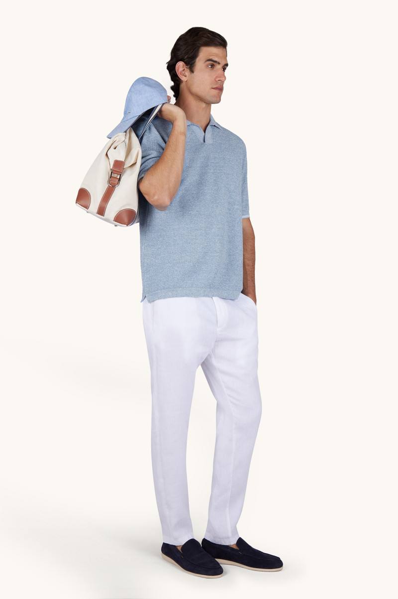 Paul & Shark OPEN‑COLLAR POLO IN URUKAI LINEN AND COTTON outlook