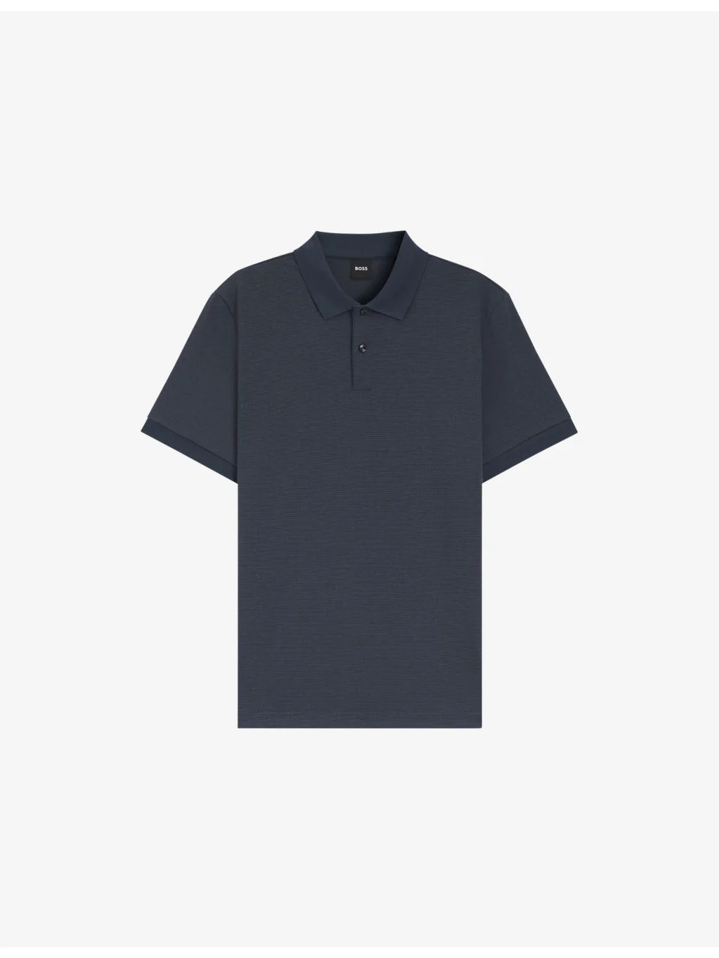 Short-Sleeved Textured Cotton Polo Shirt - 1