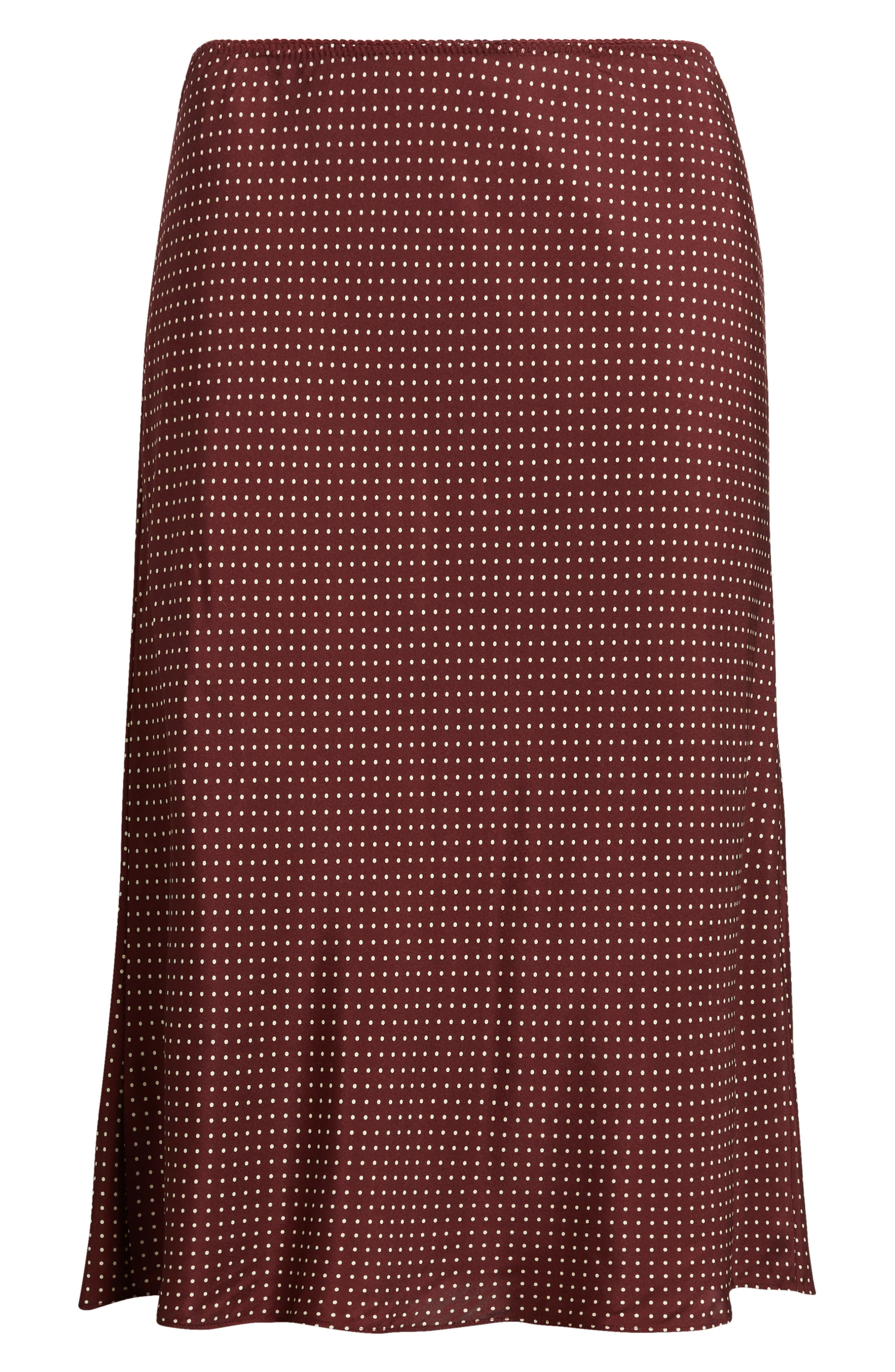 DÔEN Elowette Pin Dot Silk Blend Twill Skirt in Burgandy Colette Dot at Nordstrom - 5