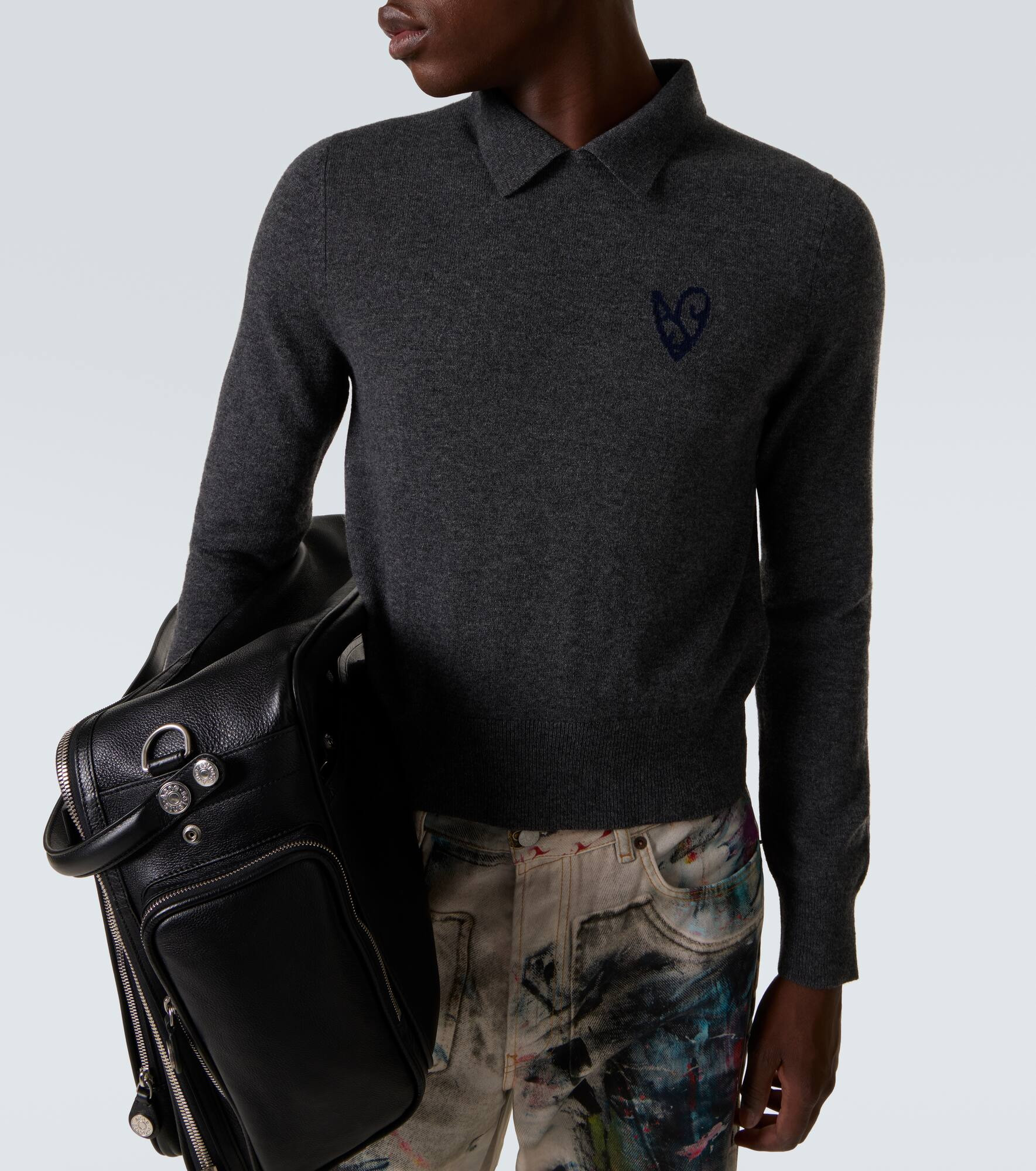 Jacquard wool and yak polo sweater - 5