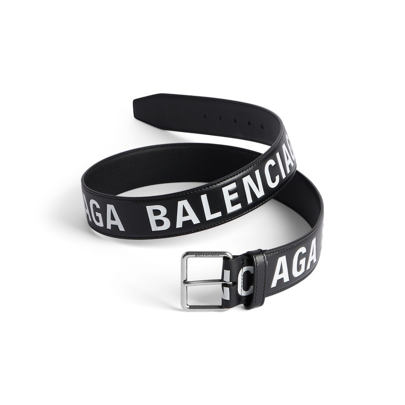 BALENCIAGA Men's Printed Letters Belt in Black/white outlook