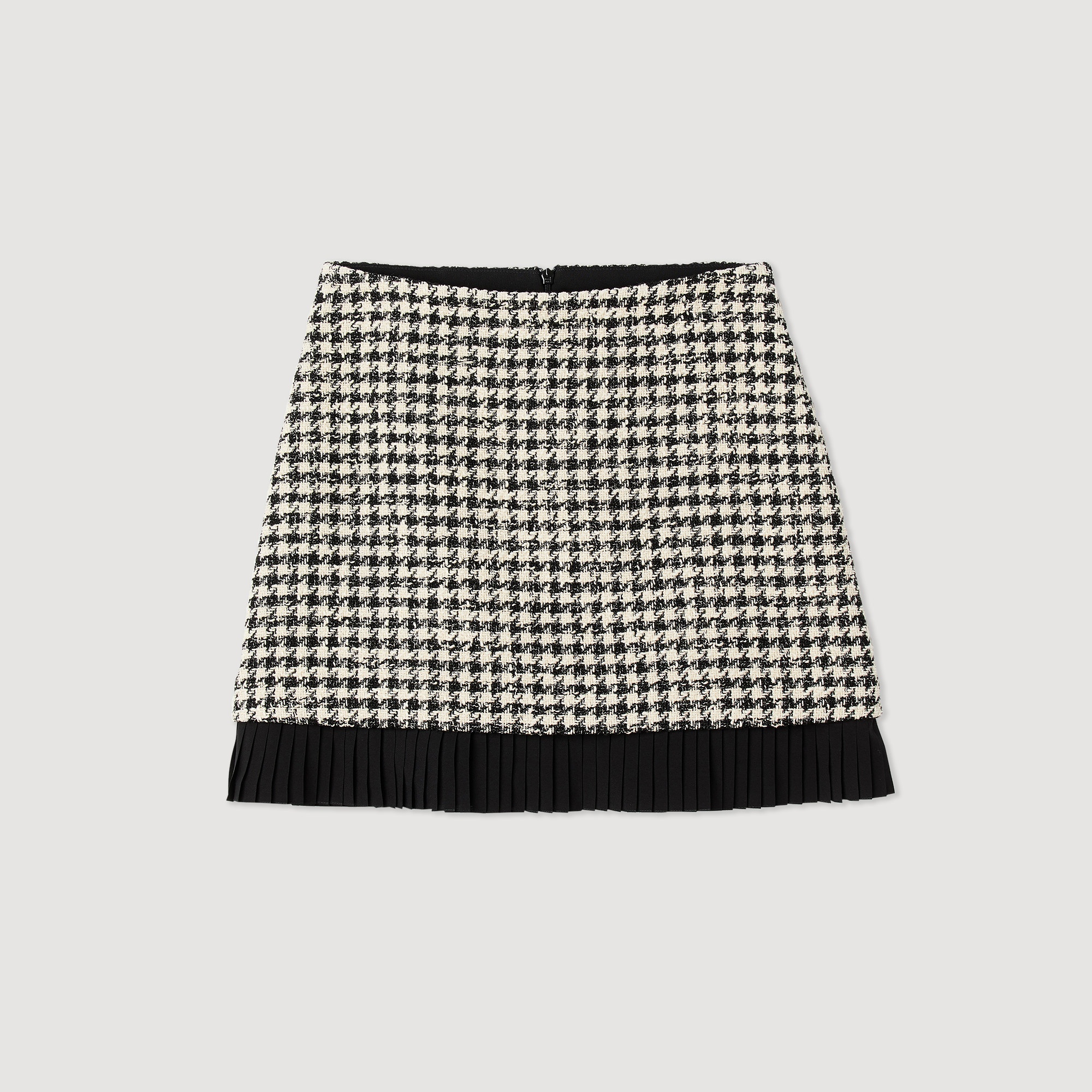 Short houndstooth tweed skirt - 1