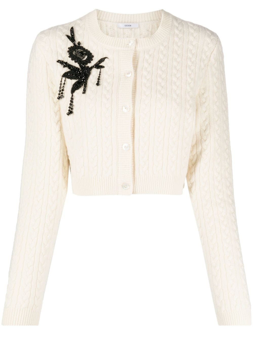 cropped cable-knit cardigan - 1